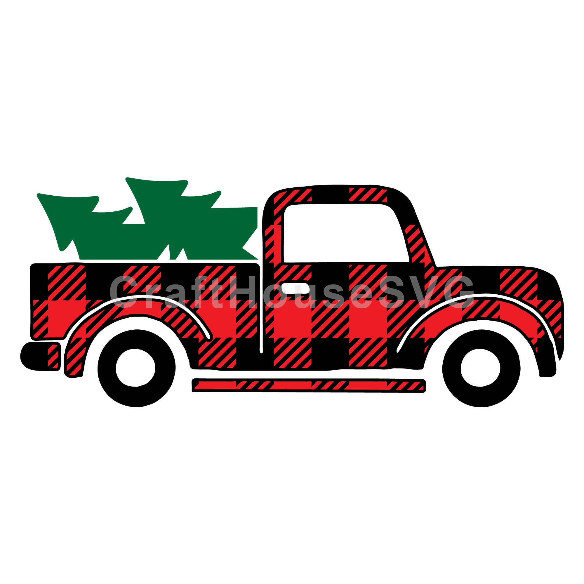 Plaid Christmas Truck SVG