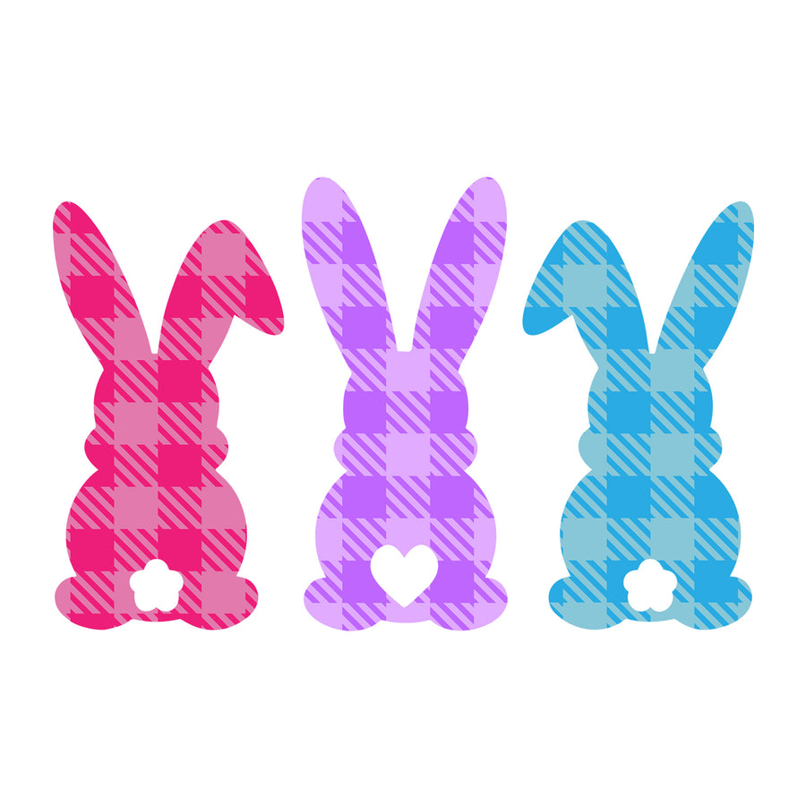 Plaid bunnies SVG design for Cricut, Silhouette, laser cutting and Easter crafts.