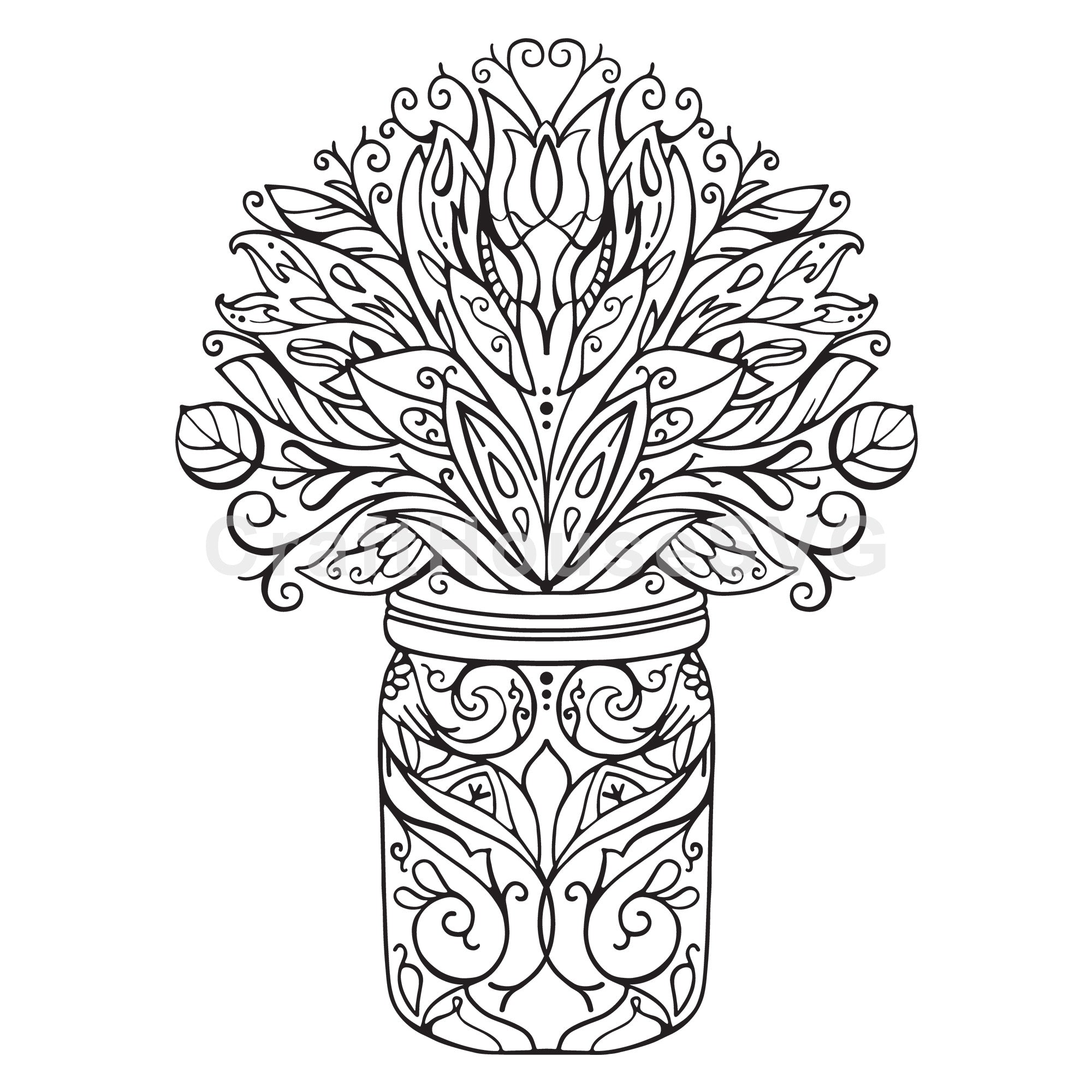 Jar of Flowers Mandala SVG