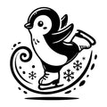 Playful Penguin Ice Skating in Winter Wonderland SVG design for Cricut, Silhouette, laser cutting, vinyl, sublimation, and craft projects.