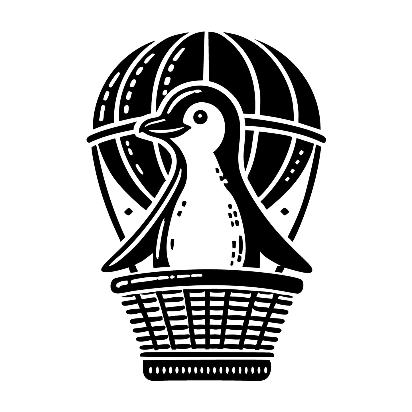 Playful Penguin in a Hot Air Balloon Adventure SVG design for Cricut, Silhouette, laser cutting, vinyl, sublimation, and craft projects.