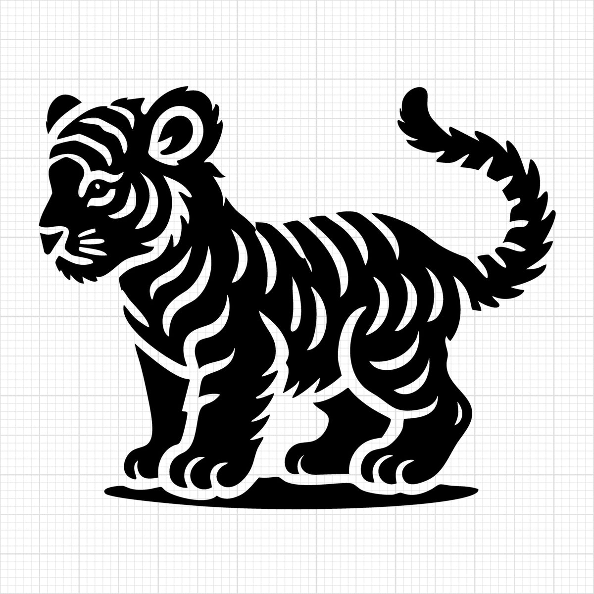 Playful Standing Tiger Cub Silhouette