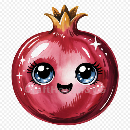 Kawaii Fruit Clipart Sublimation PNG Bundle