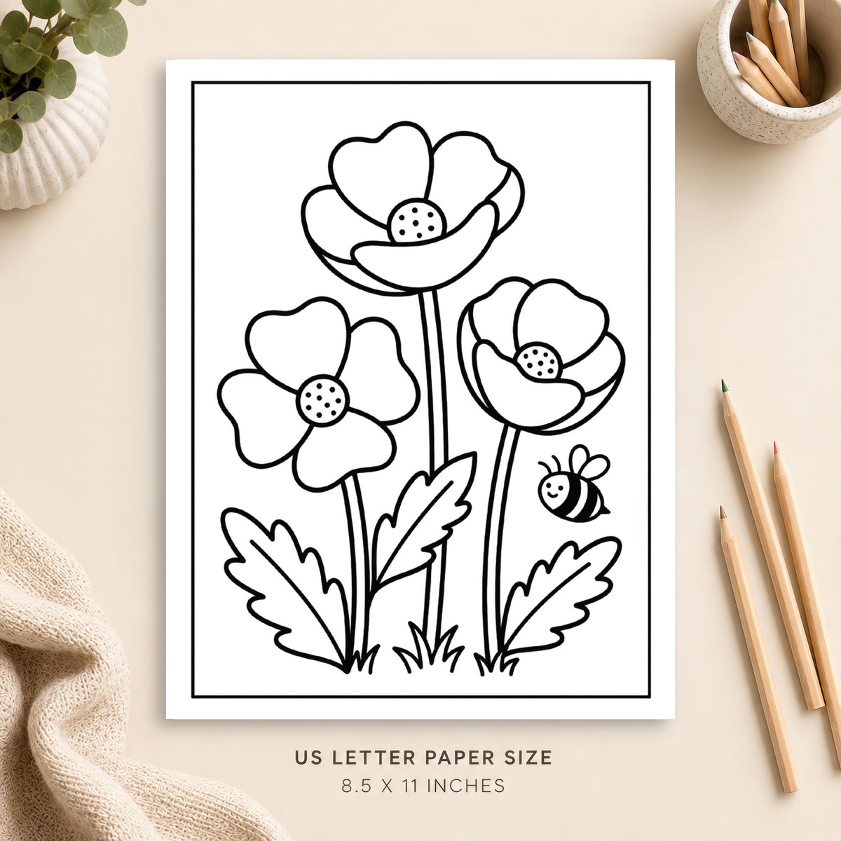 Poppies Coloring Page 4