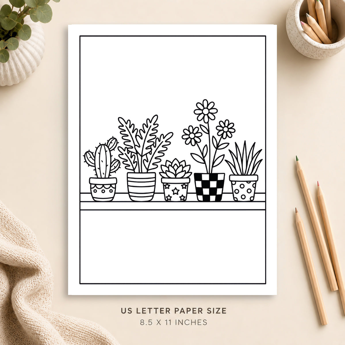 Potted Plants Coloring Page 1