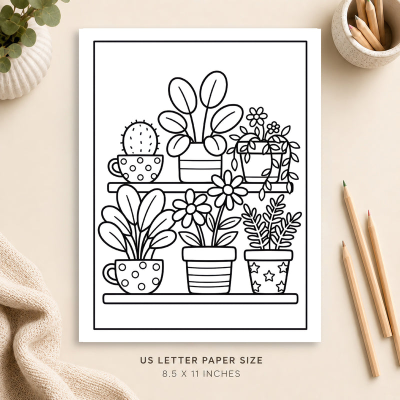 Potted Plants Coloring Page 2
