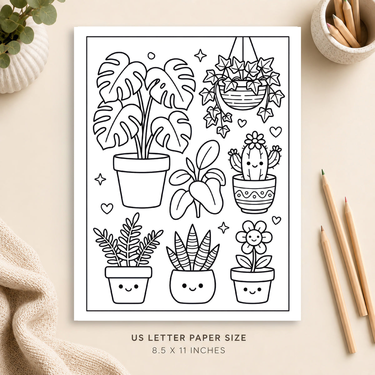 Potted Plants Coloring Page 6