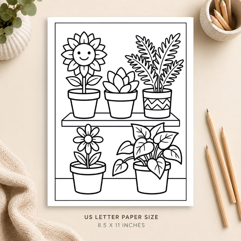 Potted Plants Coloring Page 7