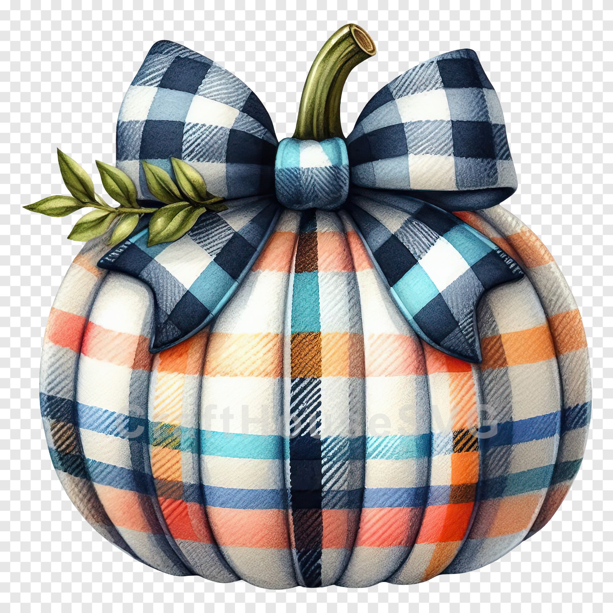 Preppy Plaid Pumpkin PNG Clip Art Sublimation