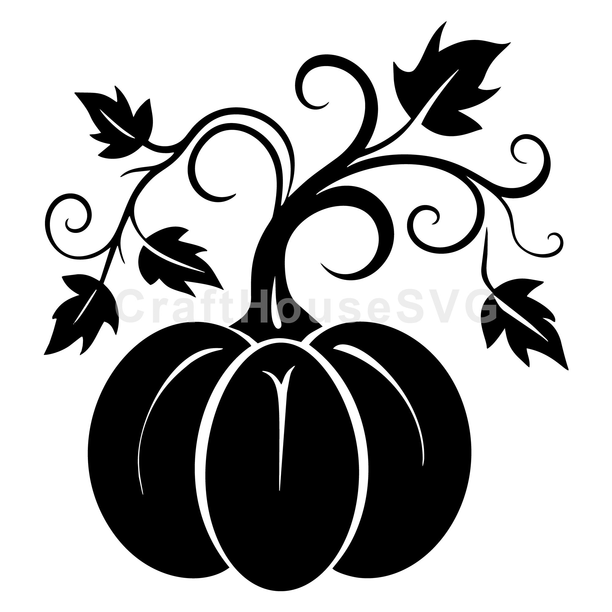 Ornate Vine Pumpkin SVG | Elegant Fall Craft Cut File