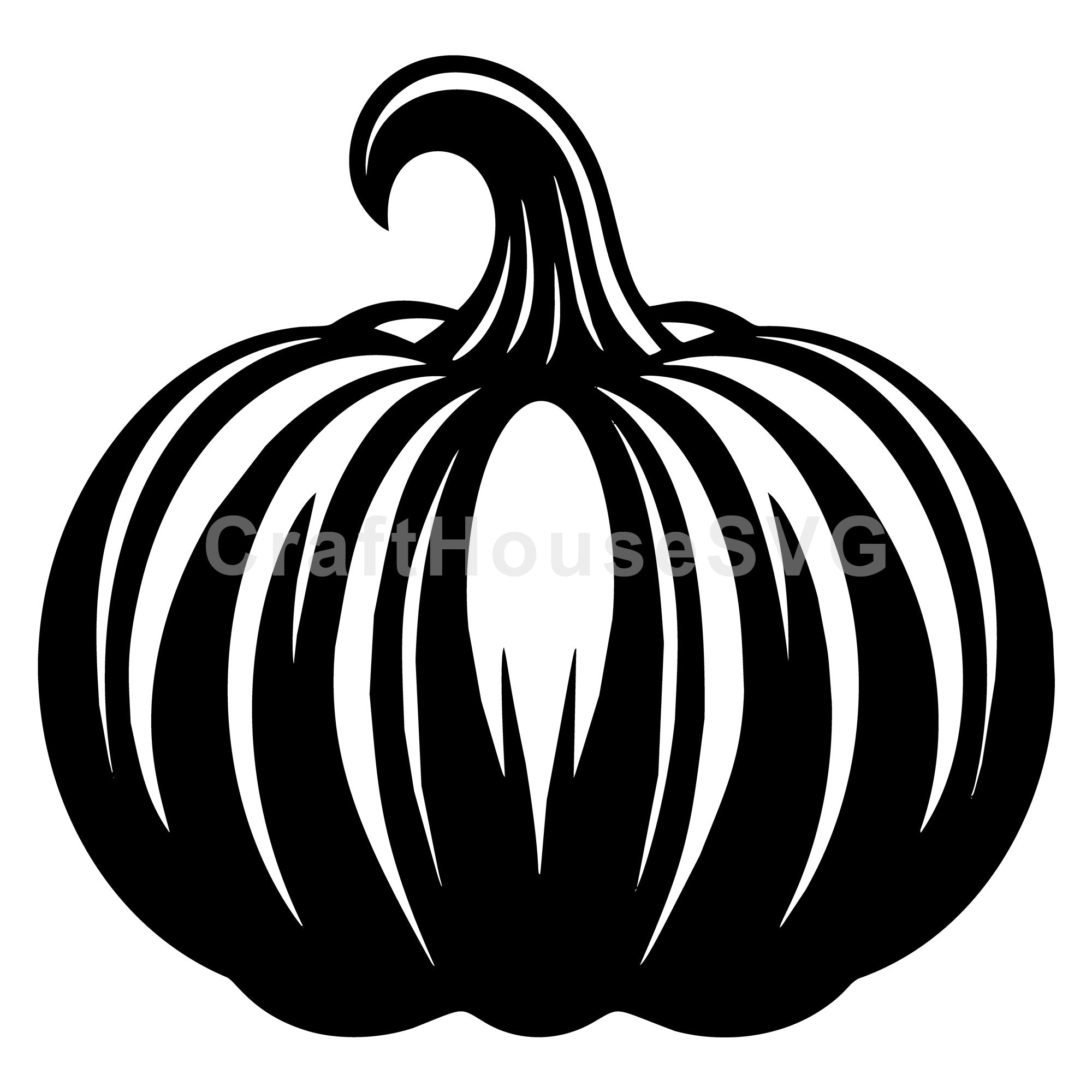 Curved Stem Pumpkin SVG - Intricate Fall Harvest Design