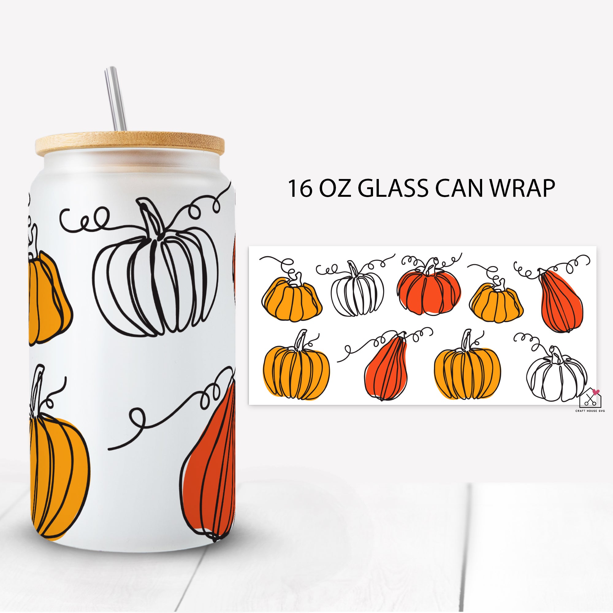 Pumpkin Glass Can Wrap SVG Cut File