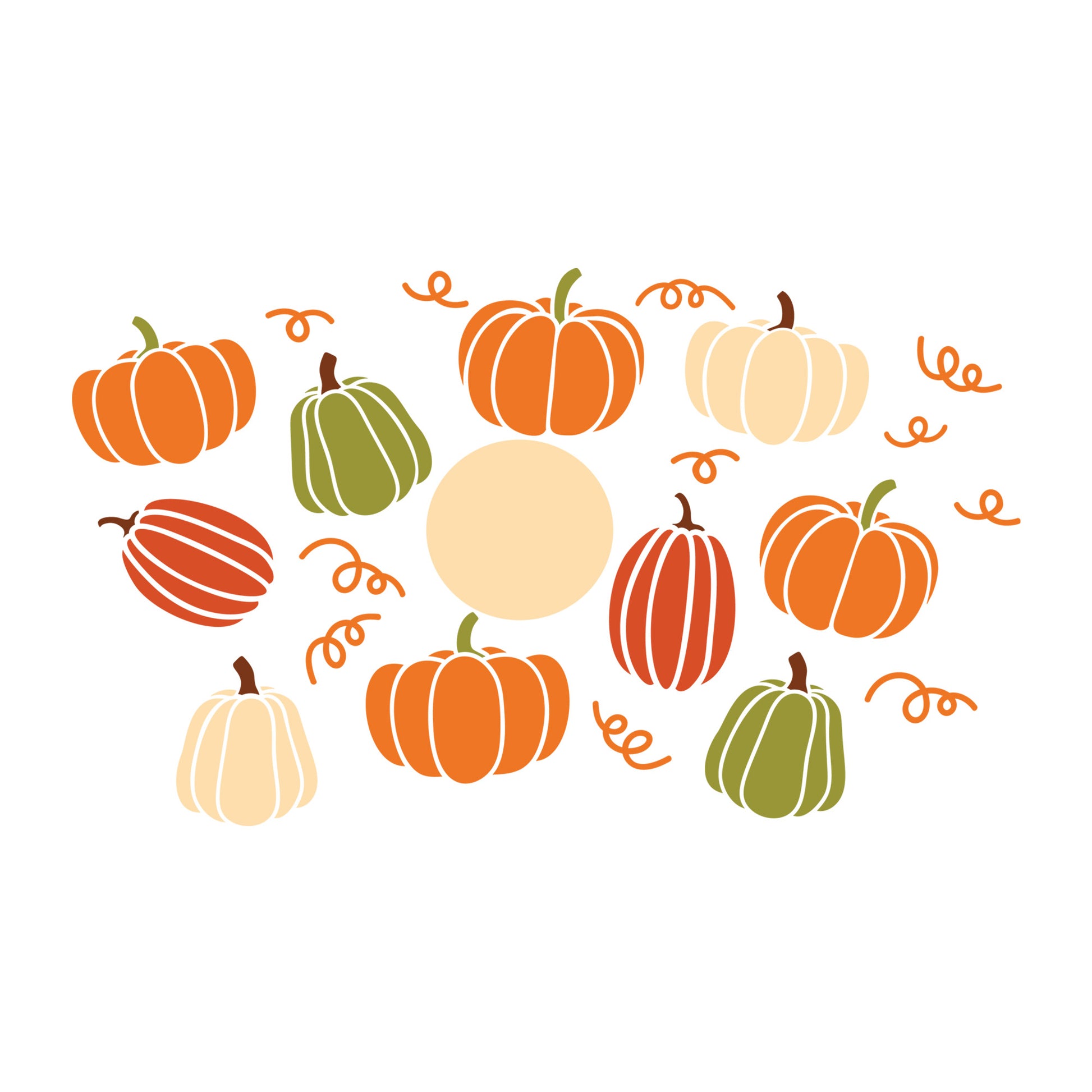 Pumpkin Wrap2 SB SVG design for Cricut, Silhouette, laser cutting, vinyl, sublimation, fall wraps, and drinkware craft projects.