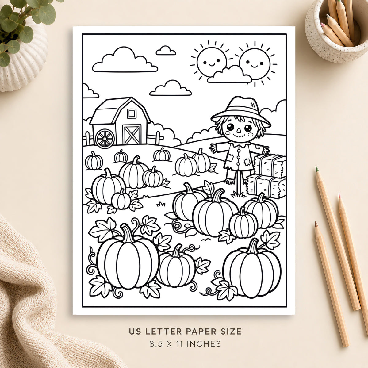 Pumpkin Patch Coloring Page 1