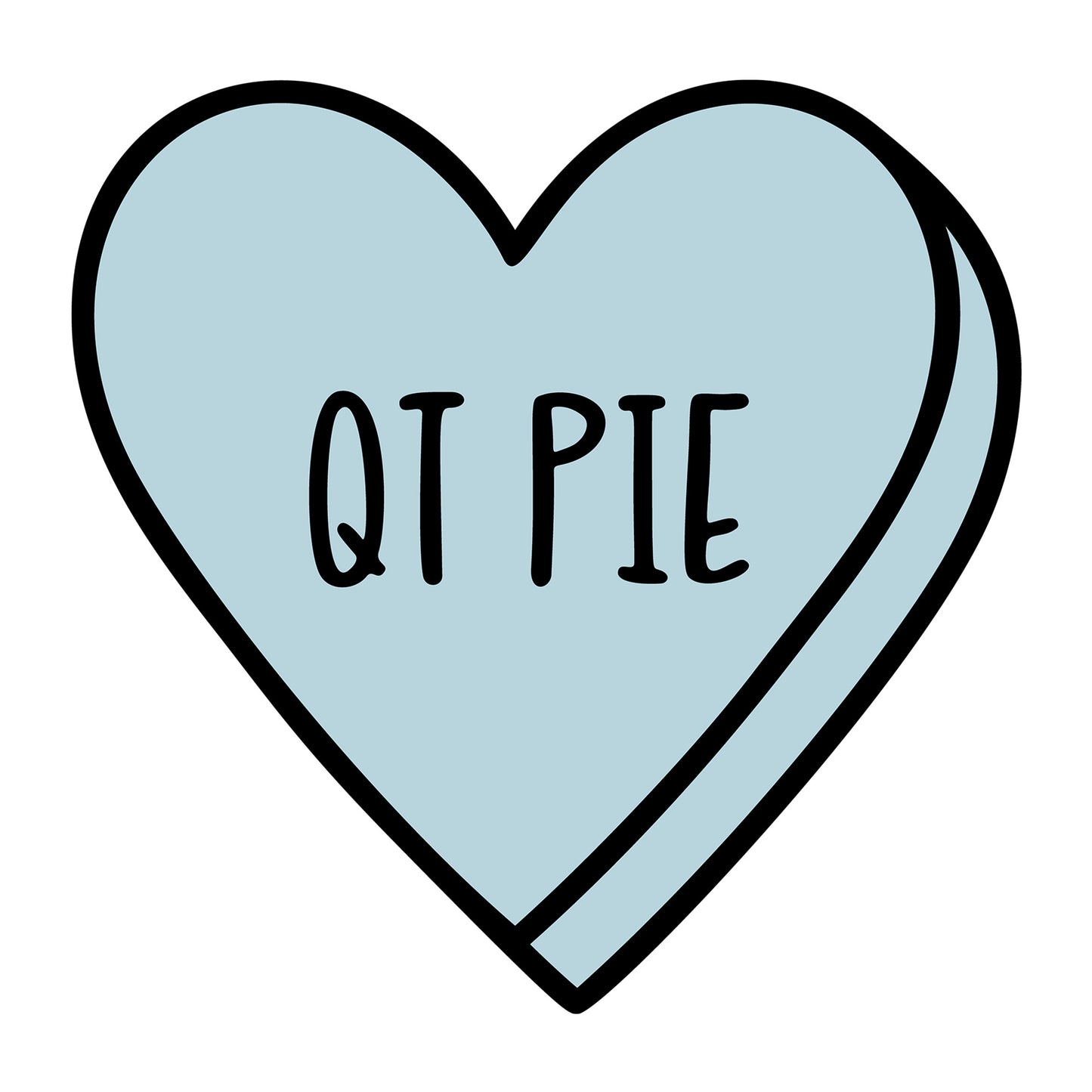 QT Pie SVG design for Cricut, Silhouette, laser cutting, vinyl, sublimation, Valentine conversation hearts, and craft projects.