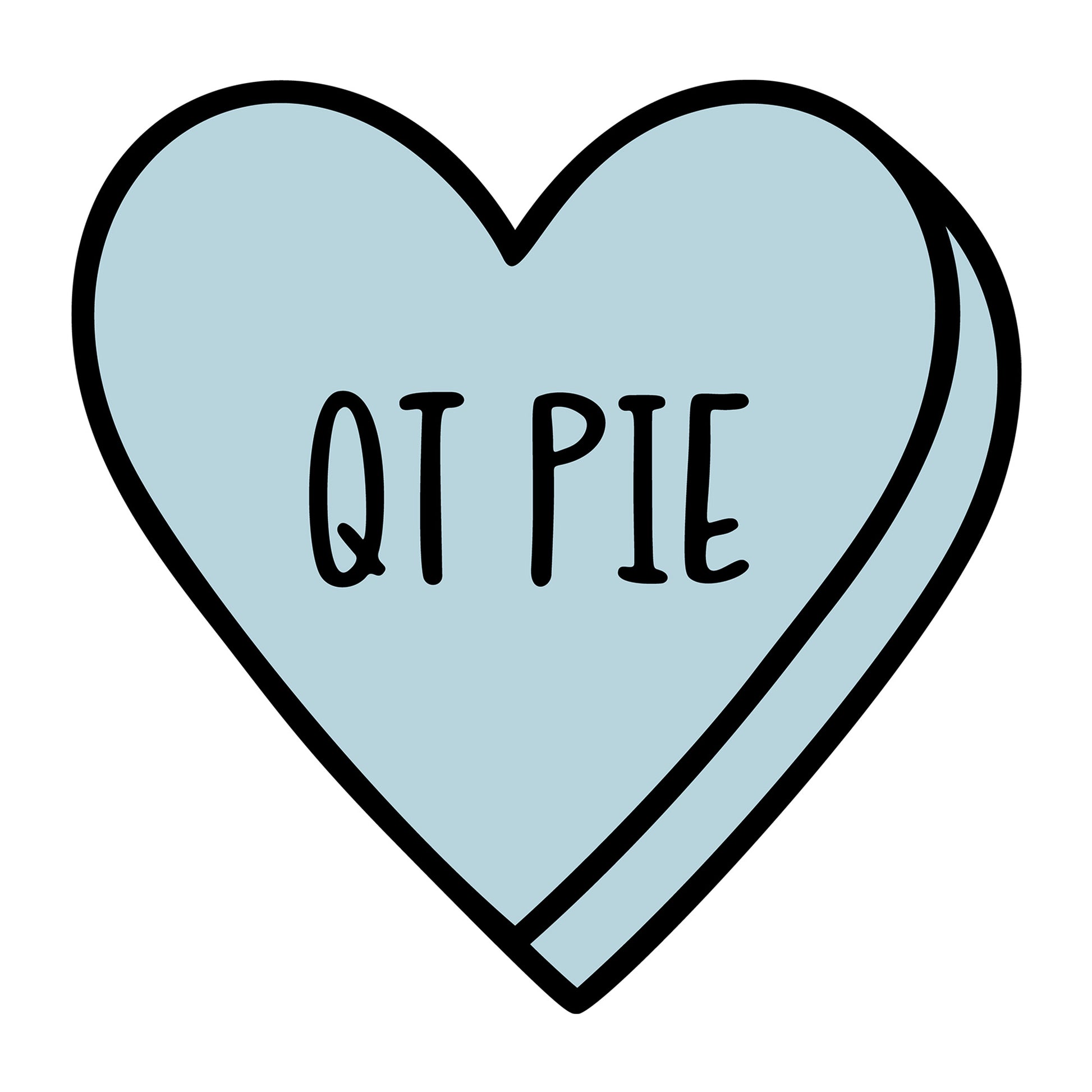 QT Pie SVG design for Cricut, Silhouette, laser cutting, vinyl, sublimation, Valentine conversation hearts, and craft projects.