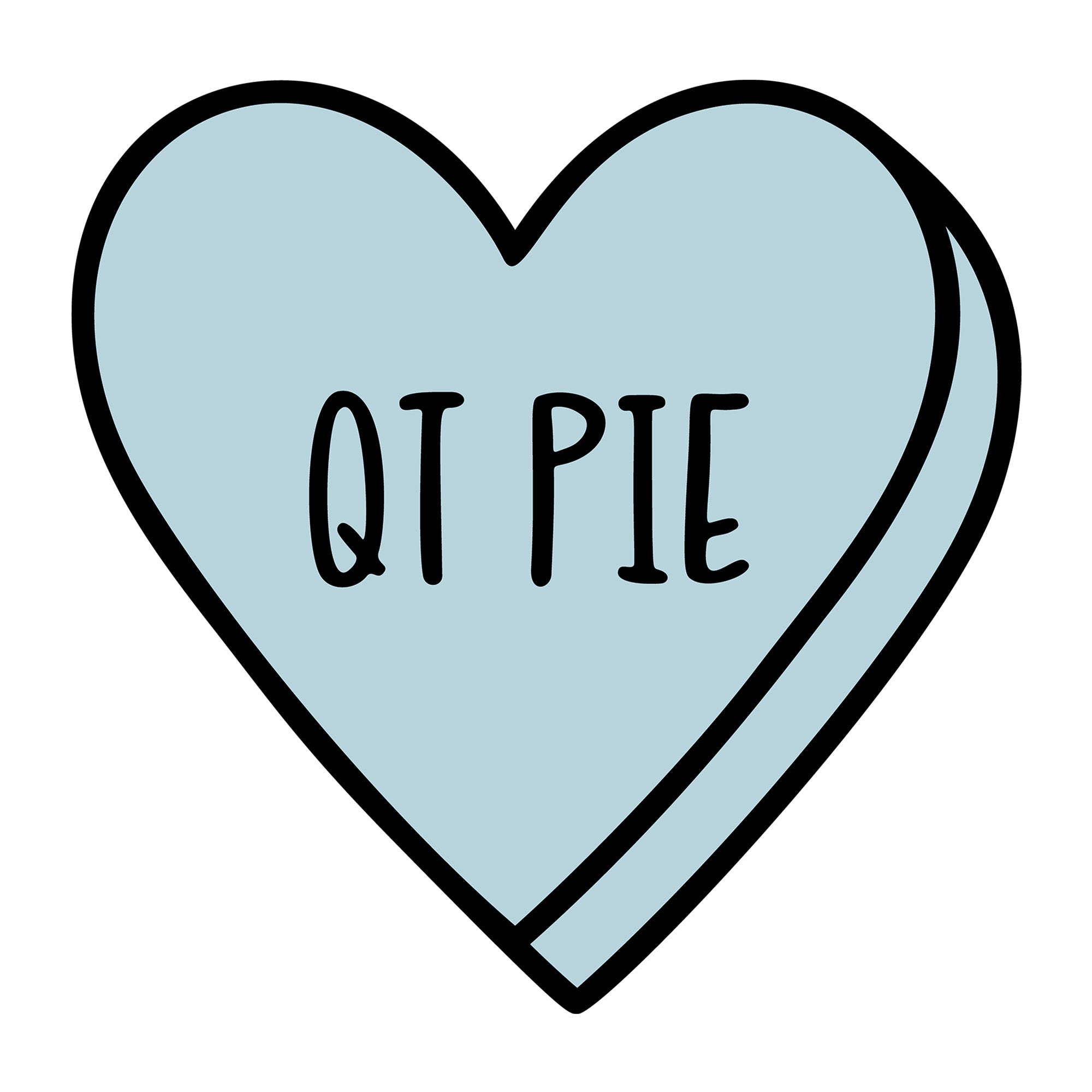 QT Pie SVG design for Cricut, Silhouette, laser cutting, vinyl, sublimation, Valentine conversation hearts, and craft projects.