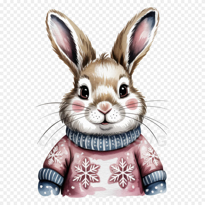 Woodland Animals Christmas Sweater Clipart Bundle