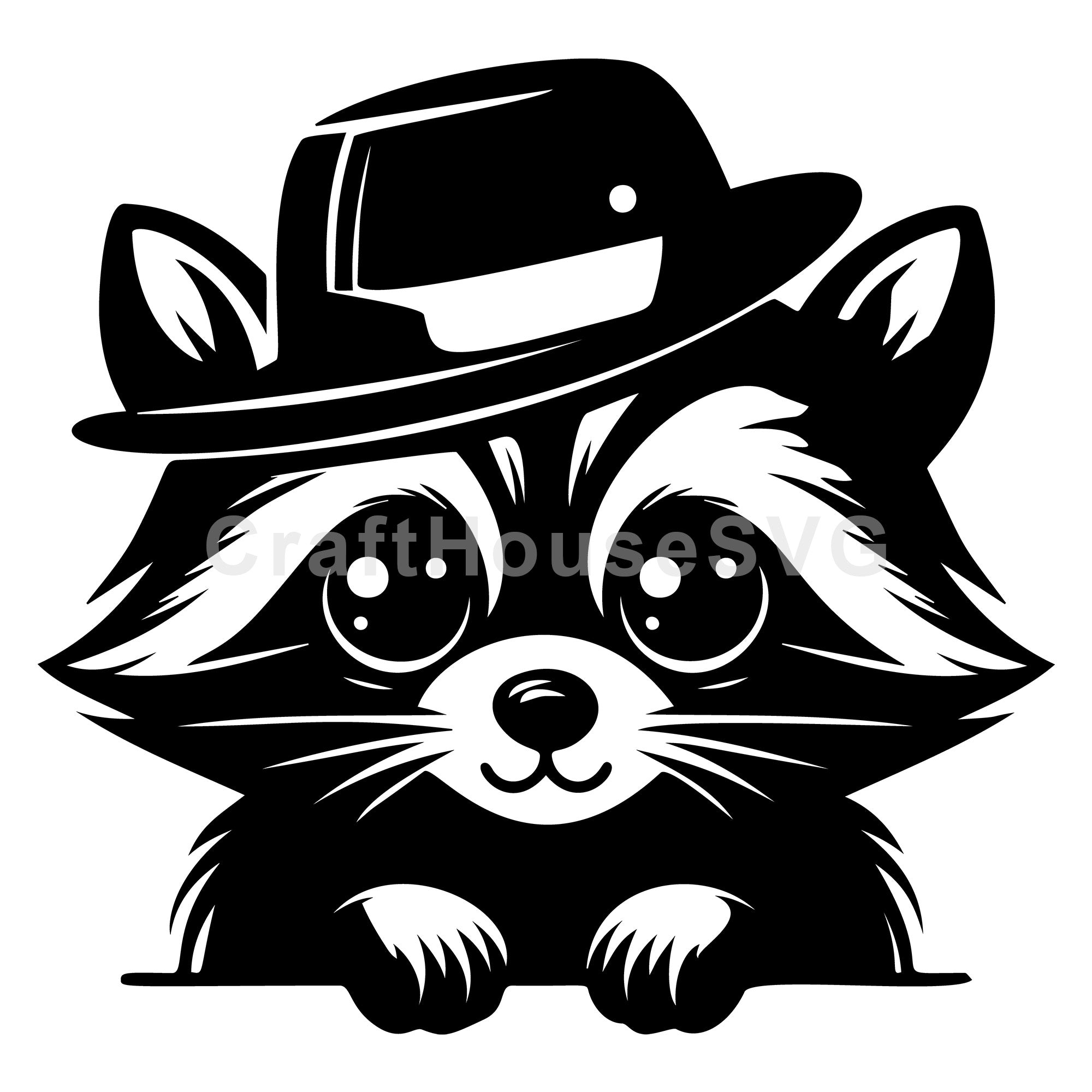 Raccoon Wearing a Hat SVG