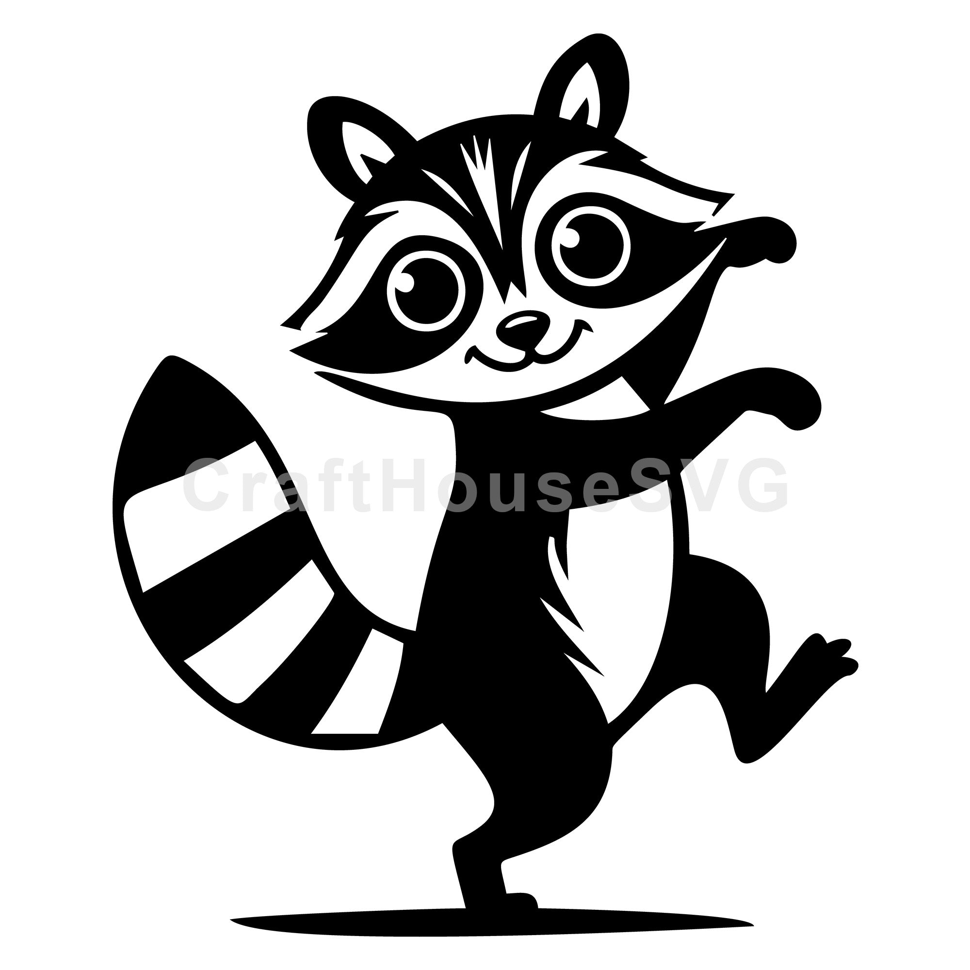 Cute Raccoon Joyfully Posing SVG