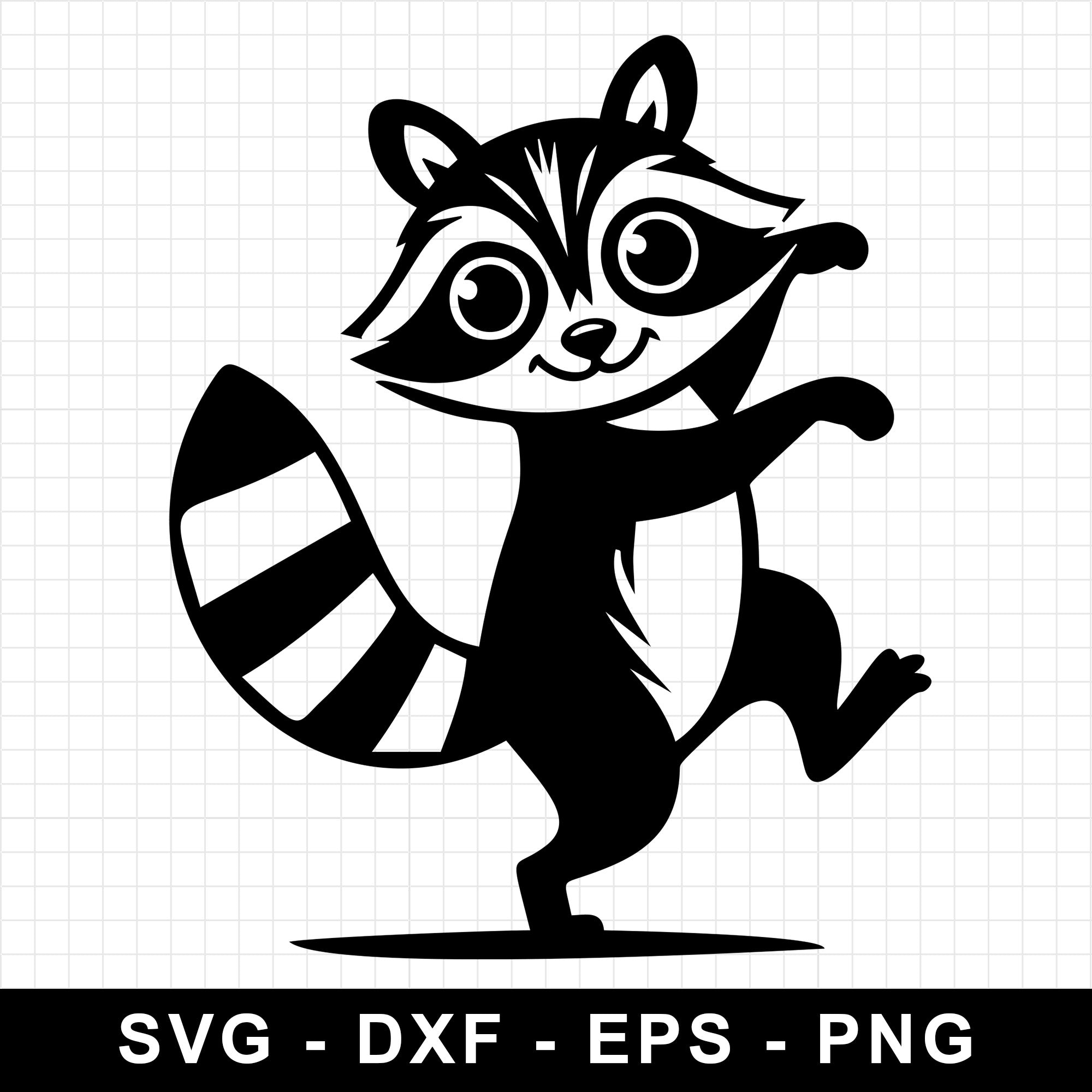 Cute Raccoon Joyfully Posing SVG