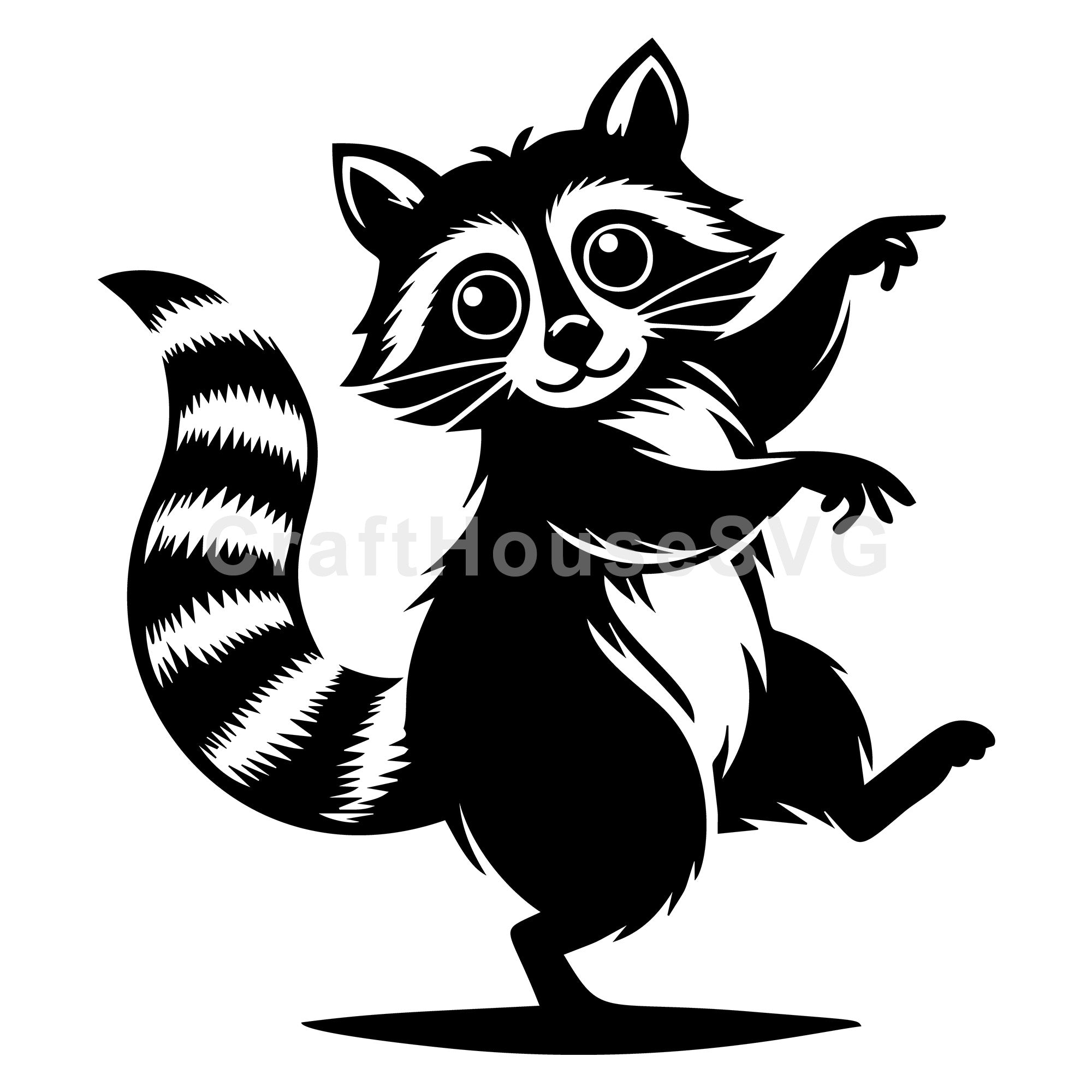 Happy Raccoon Pointing with Enthusiasm SVG