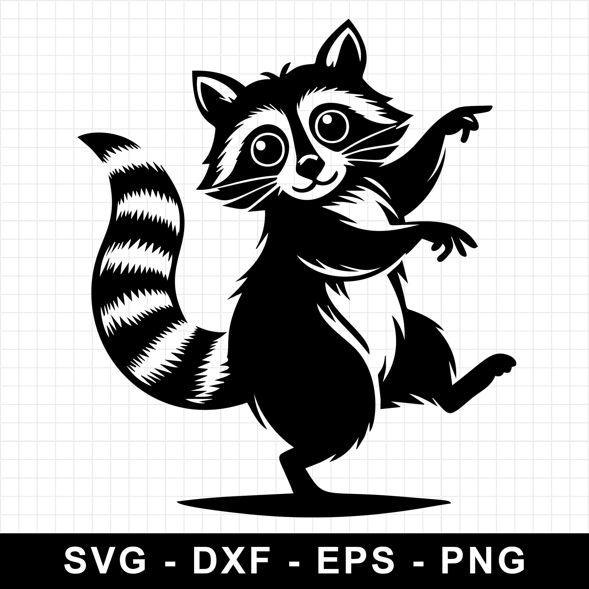 Happy Raccoon Pointing with Enthusiasm SVG