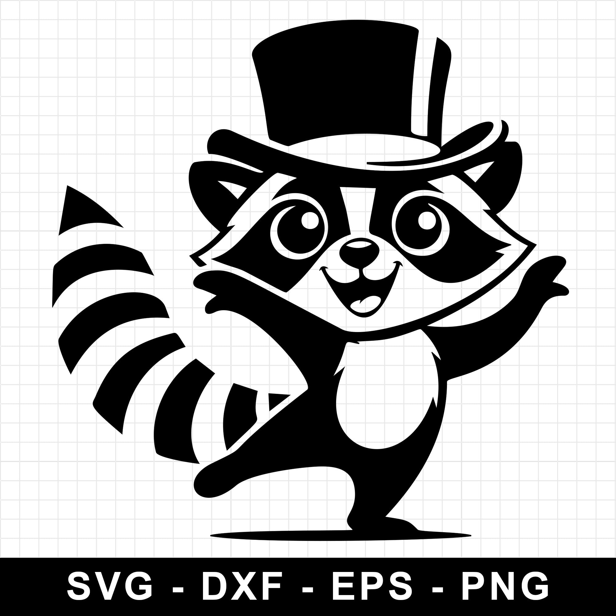 Cheerful Raccoon in a Top Hat Dancing SVG