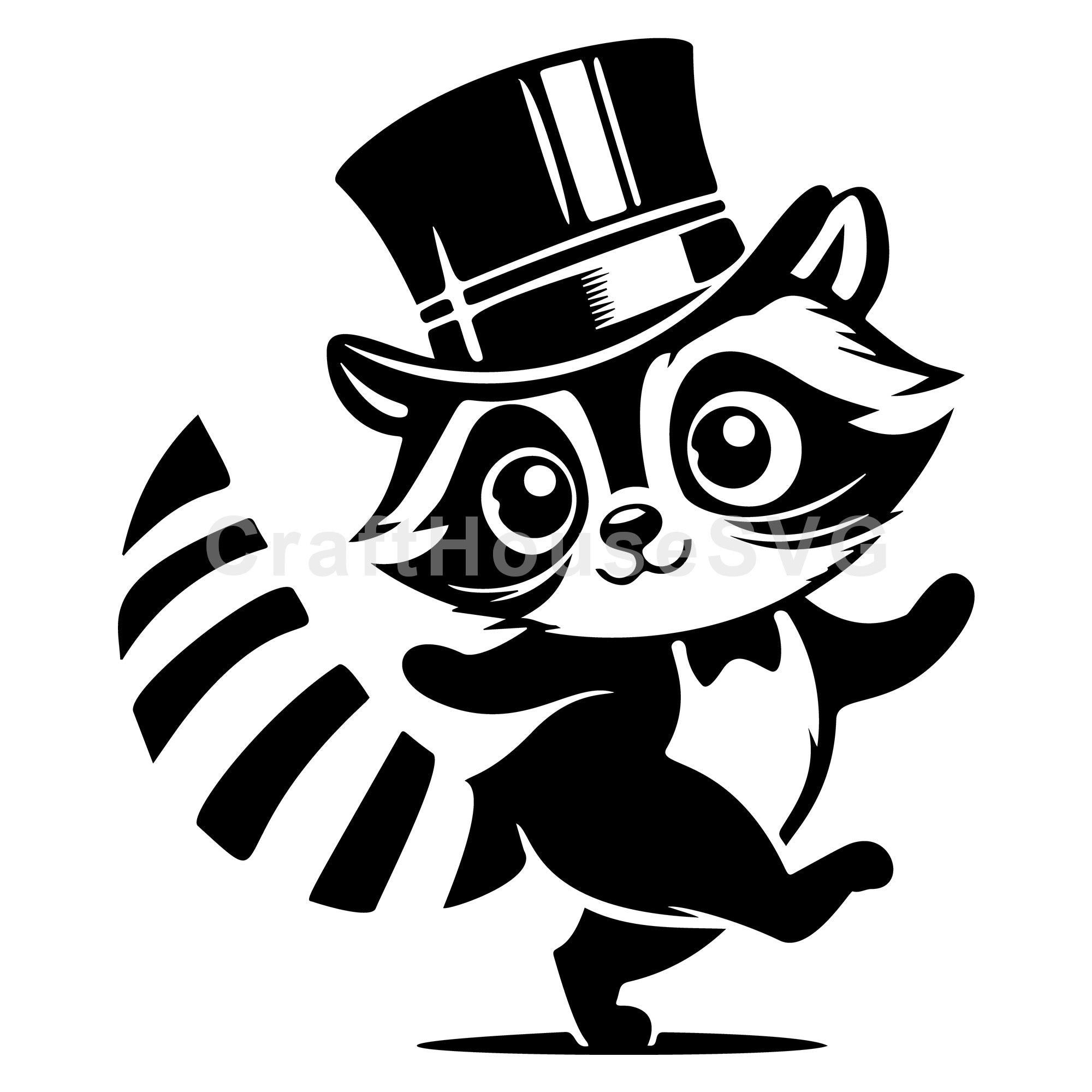 Adorable Raccoon in Top Hat Dancing SVG