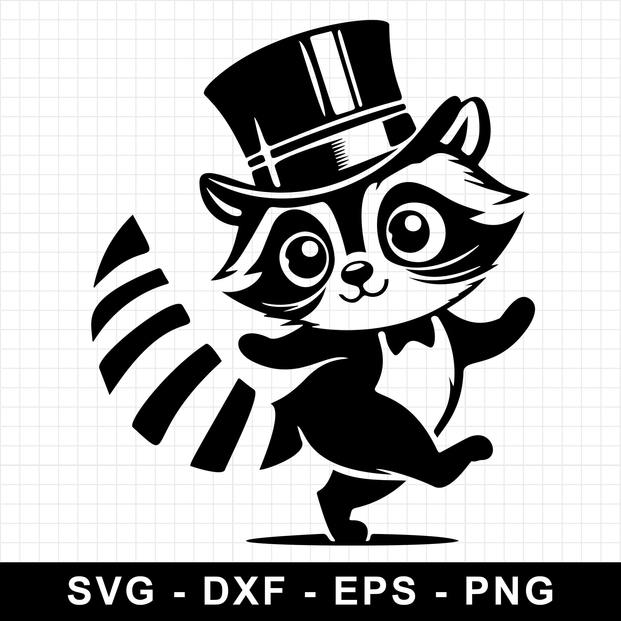 Adorable Raccoon in Top Hat Dancing SVG