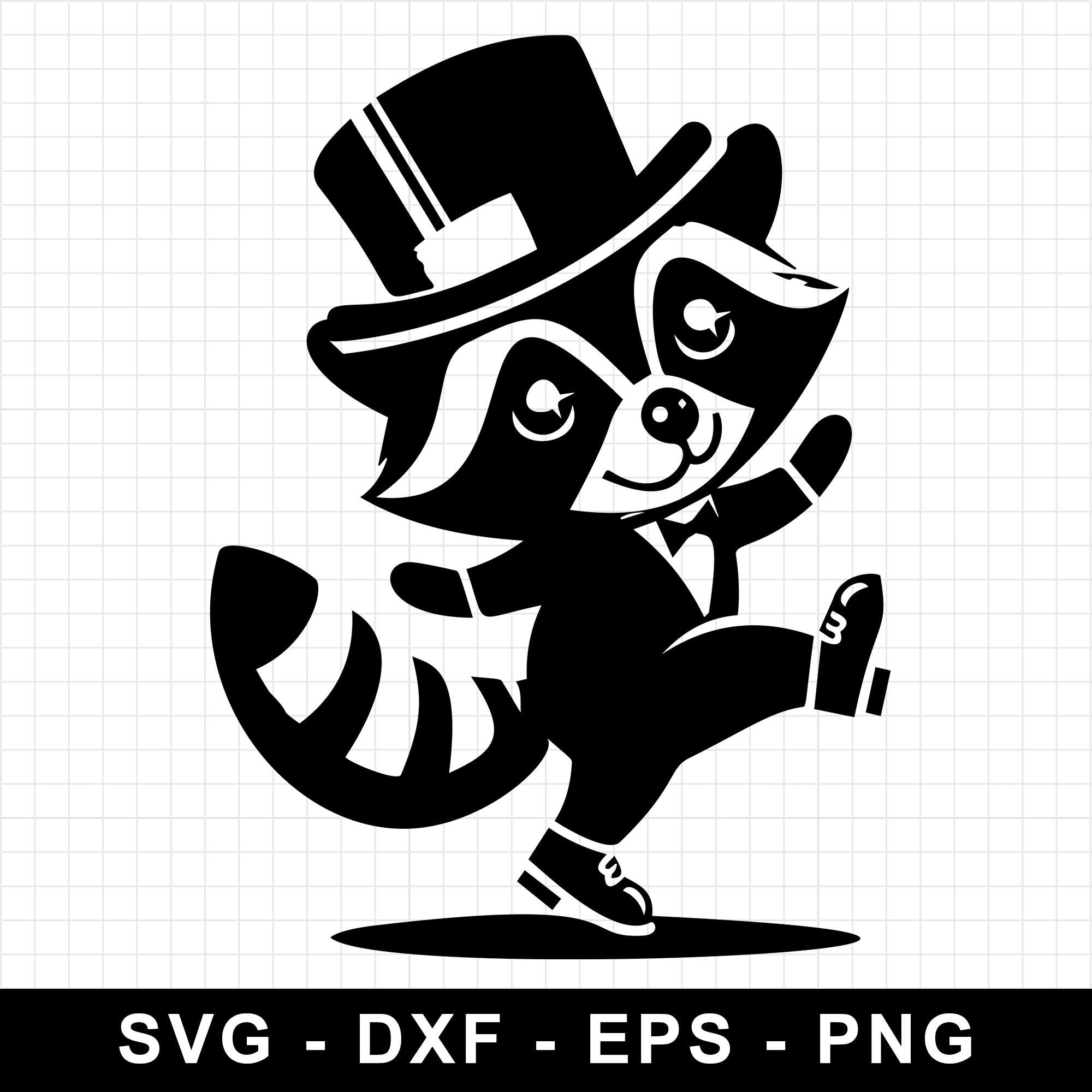 Jolly Raccoon in Top Hat and Shoes Dancing SVG