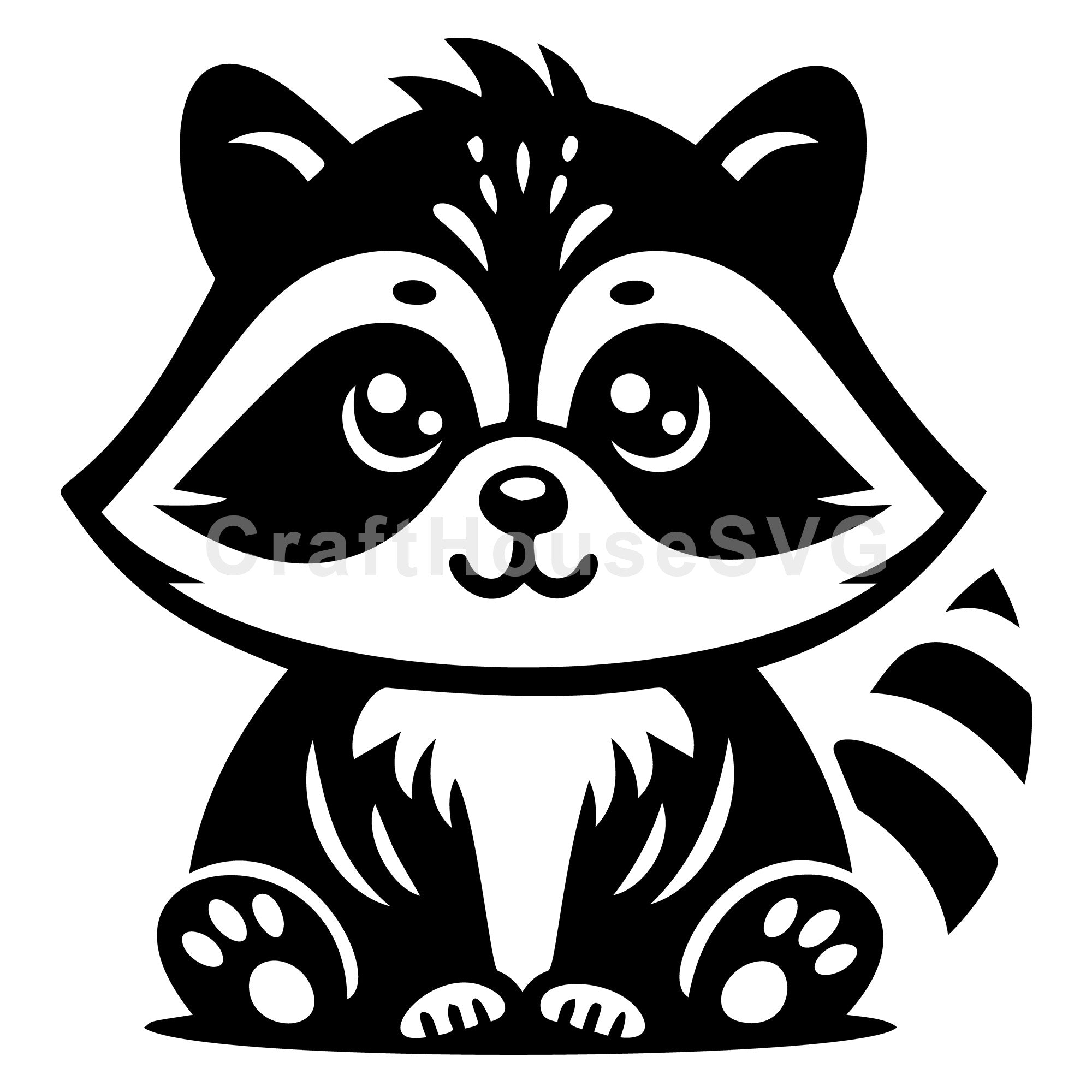 Cute Sitting Baby Raccoon SVG