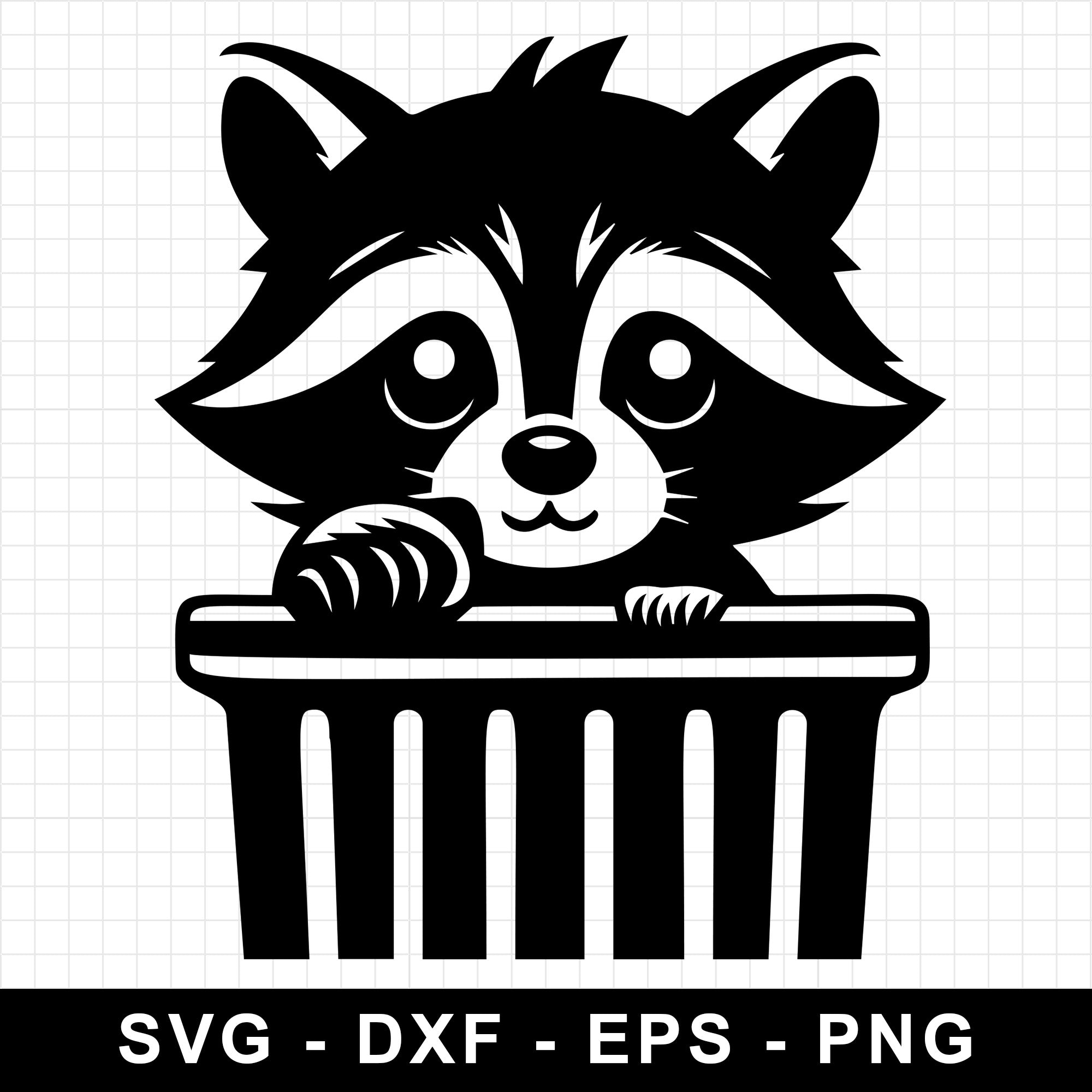 Curious Raccoon Peeking Out of a Trash Can SVG