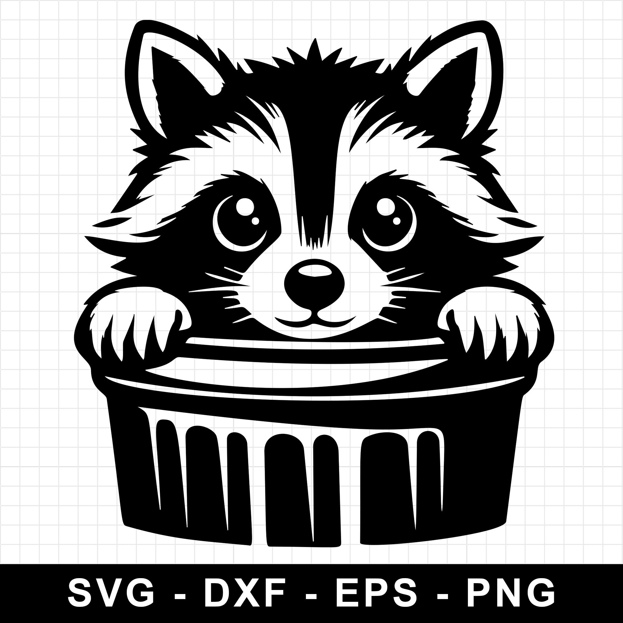 Charming Raccoon Peeking From Trash Bin SVG