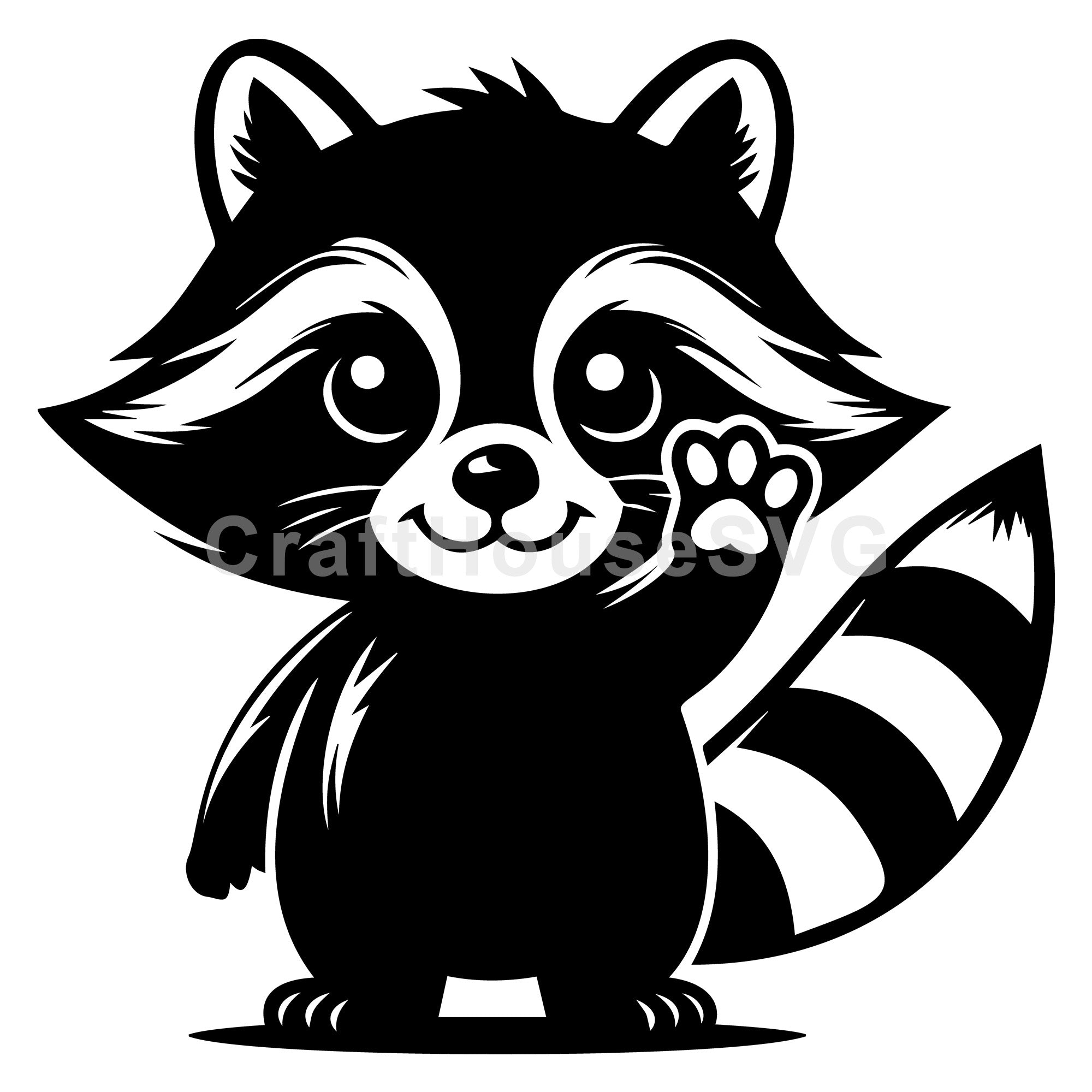 Friendly Raccoon Waving Hello SVG