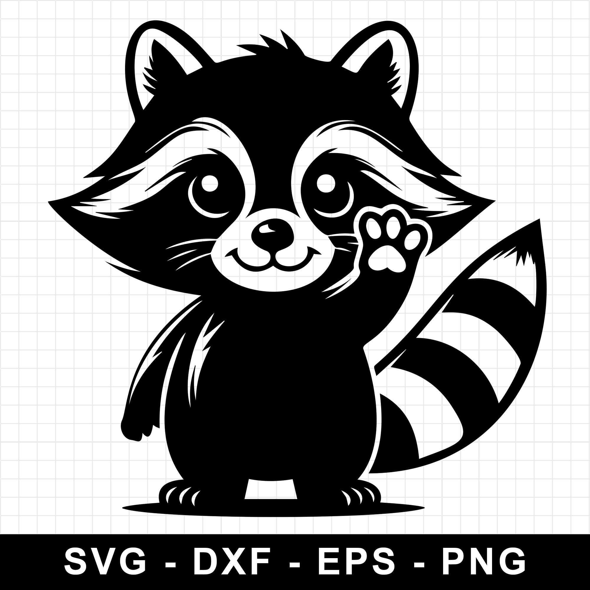 Friendly Raccoon Waving Hello SVG