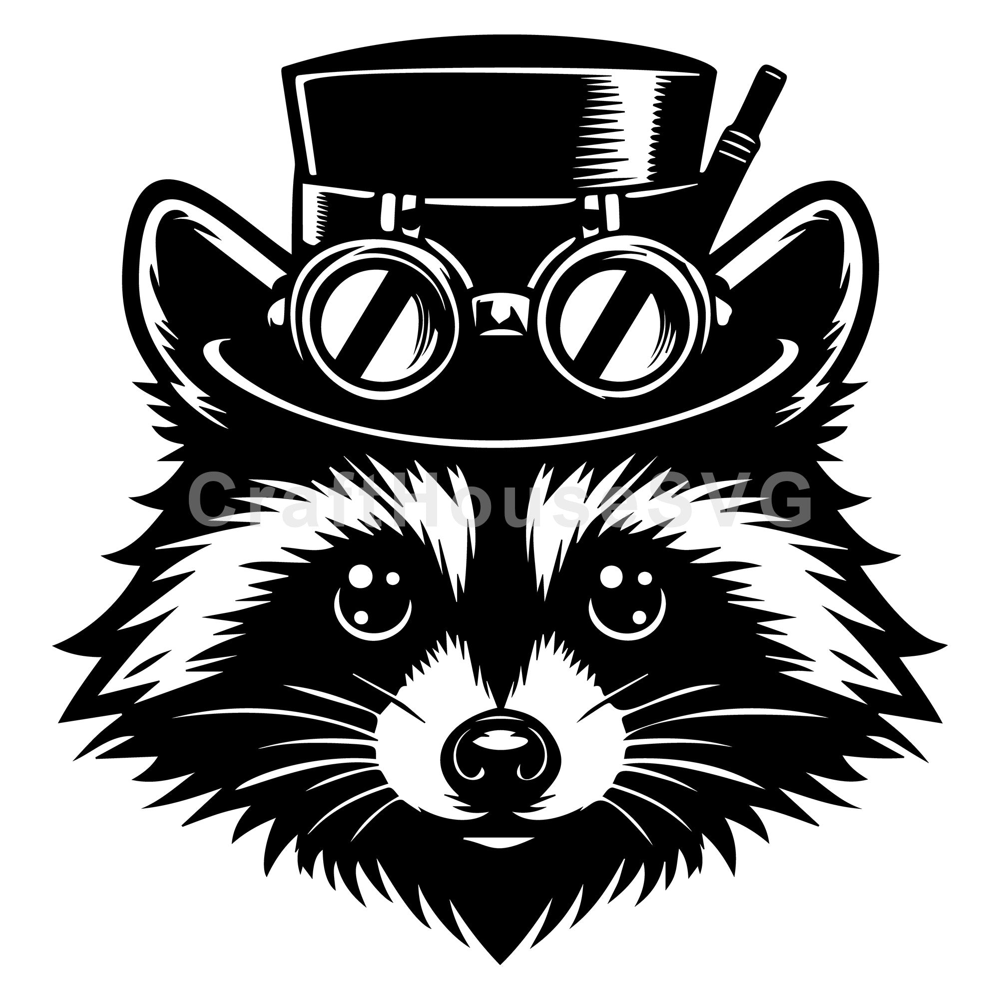 Raccoon With Steampunk Goggles On Hat SVG