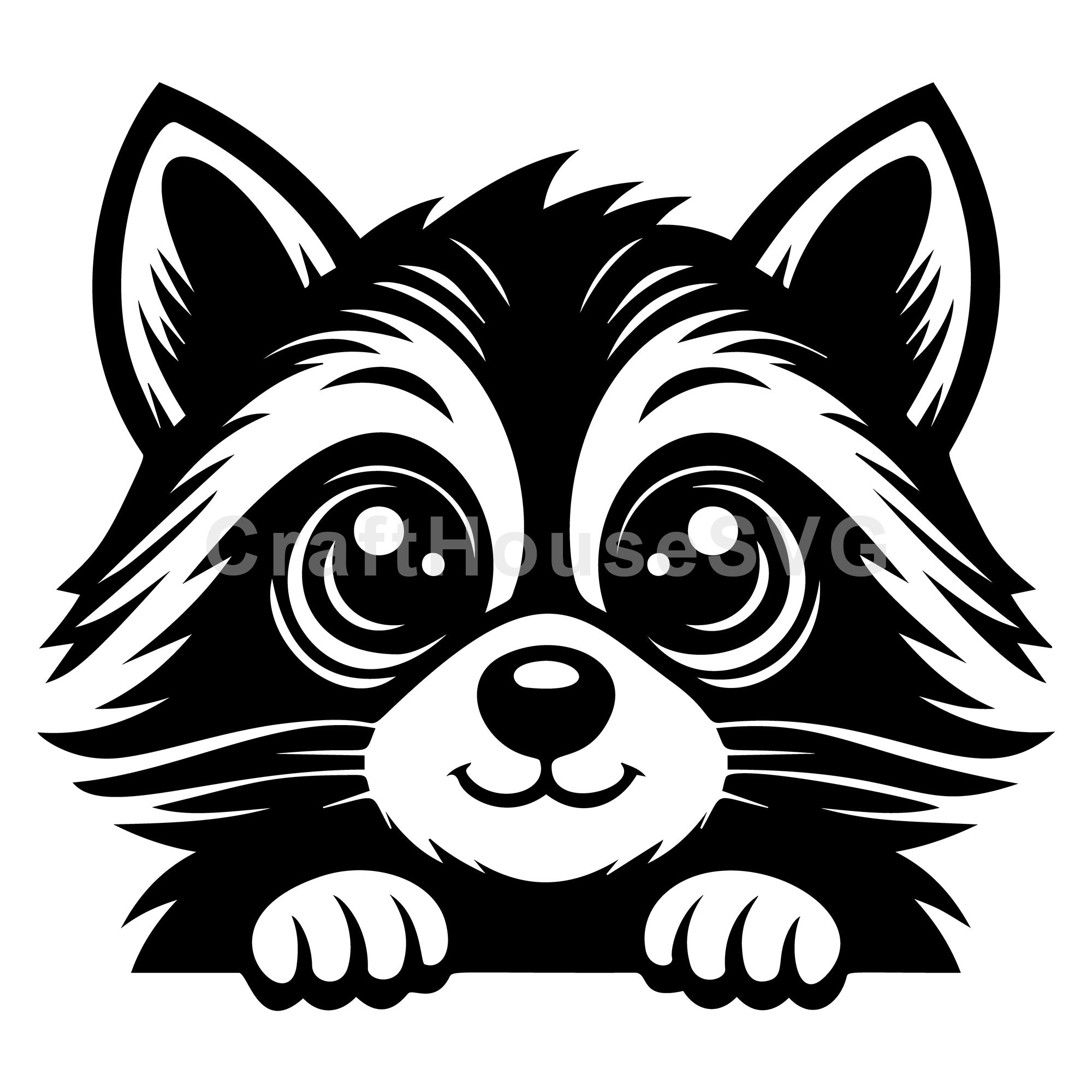 Cute Raccoon Peeking Over Ledge SVG