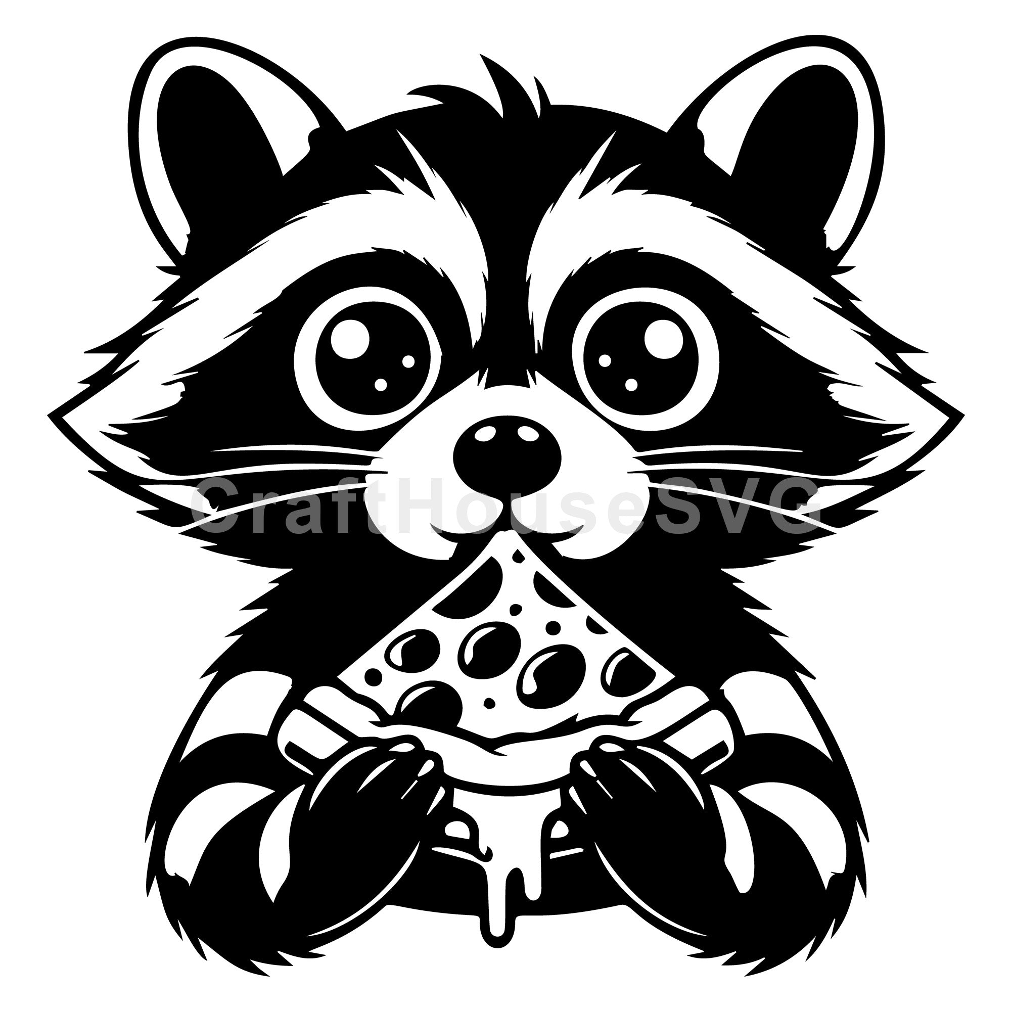 Cute Raccoon Eating A Slice Of Pizza SVG