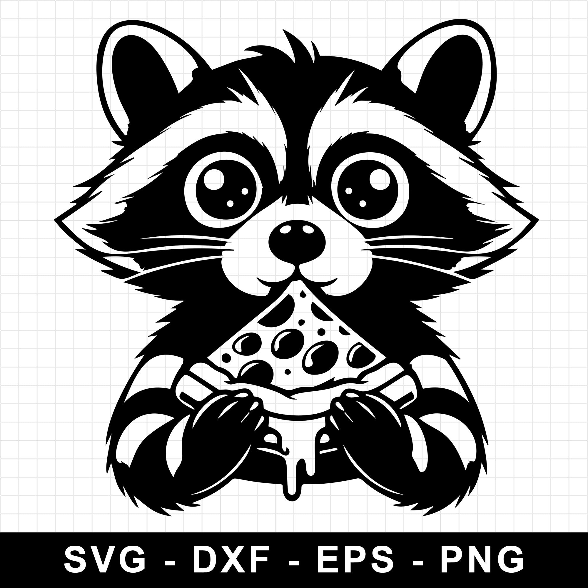 Cute Raccoon Eating A Slice Of Pizza SVG