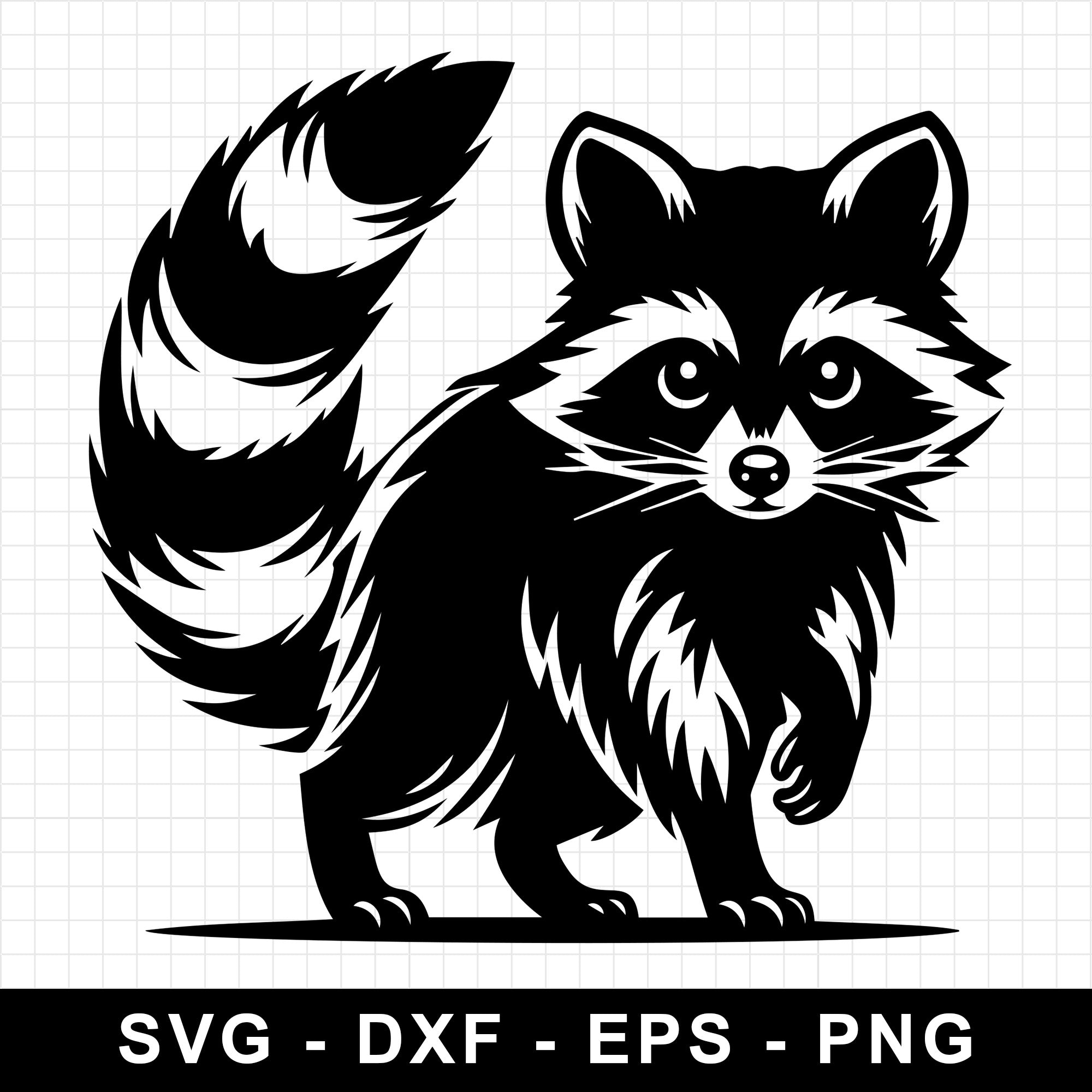 Standing Raccoon Looking Alert SVG