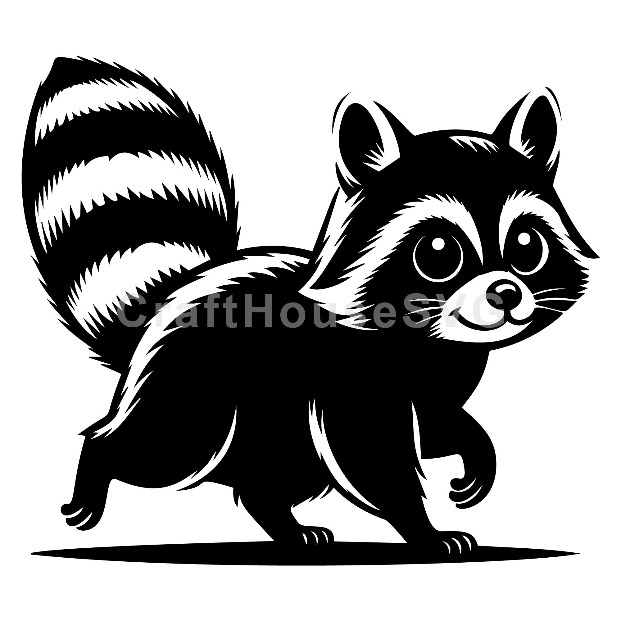 Raccoon Walking with Bushy Tail SVG