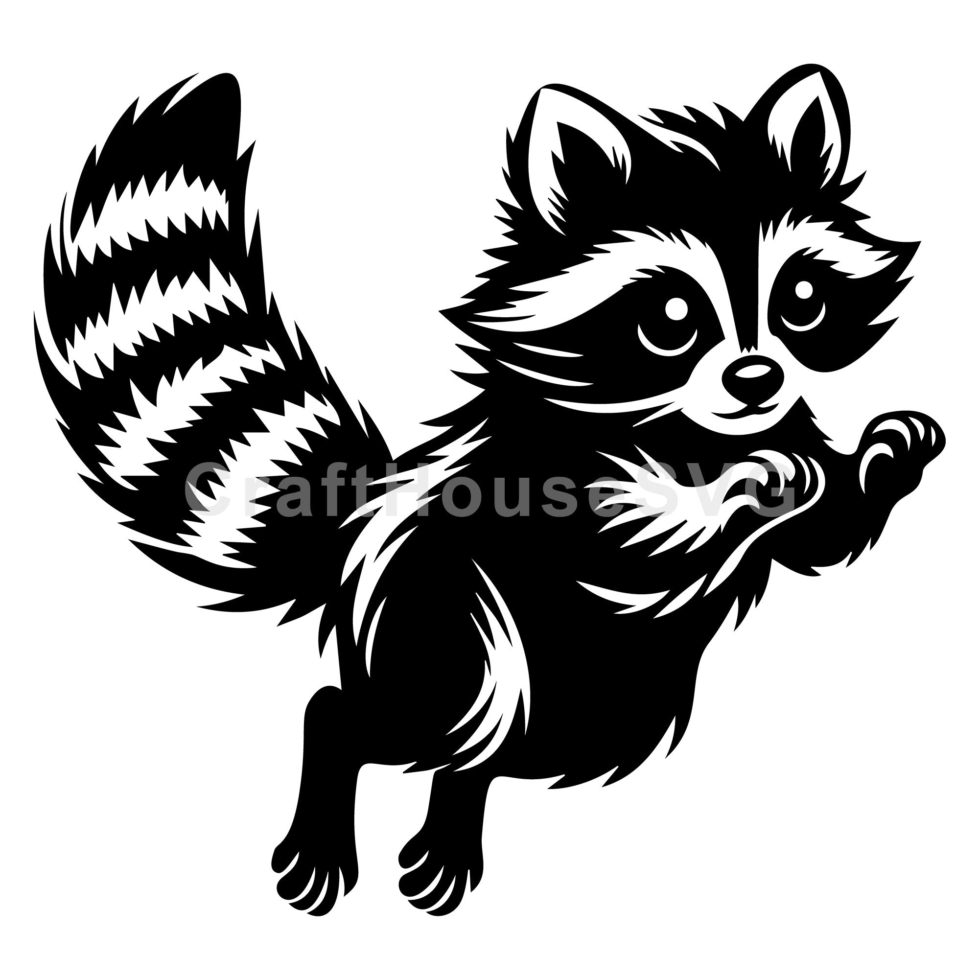 Raccoon Leaping with Bushy Tail SVG