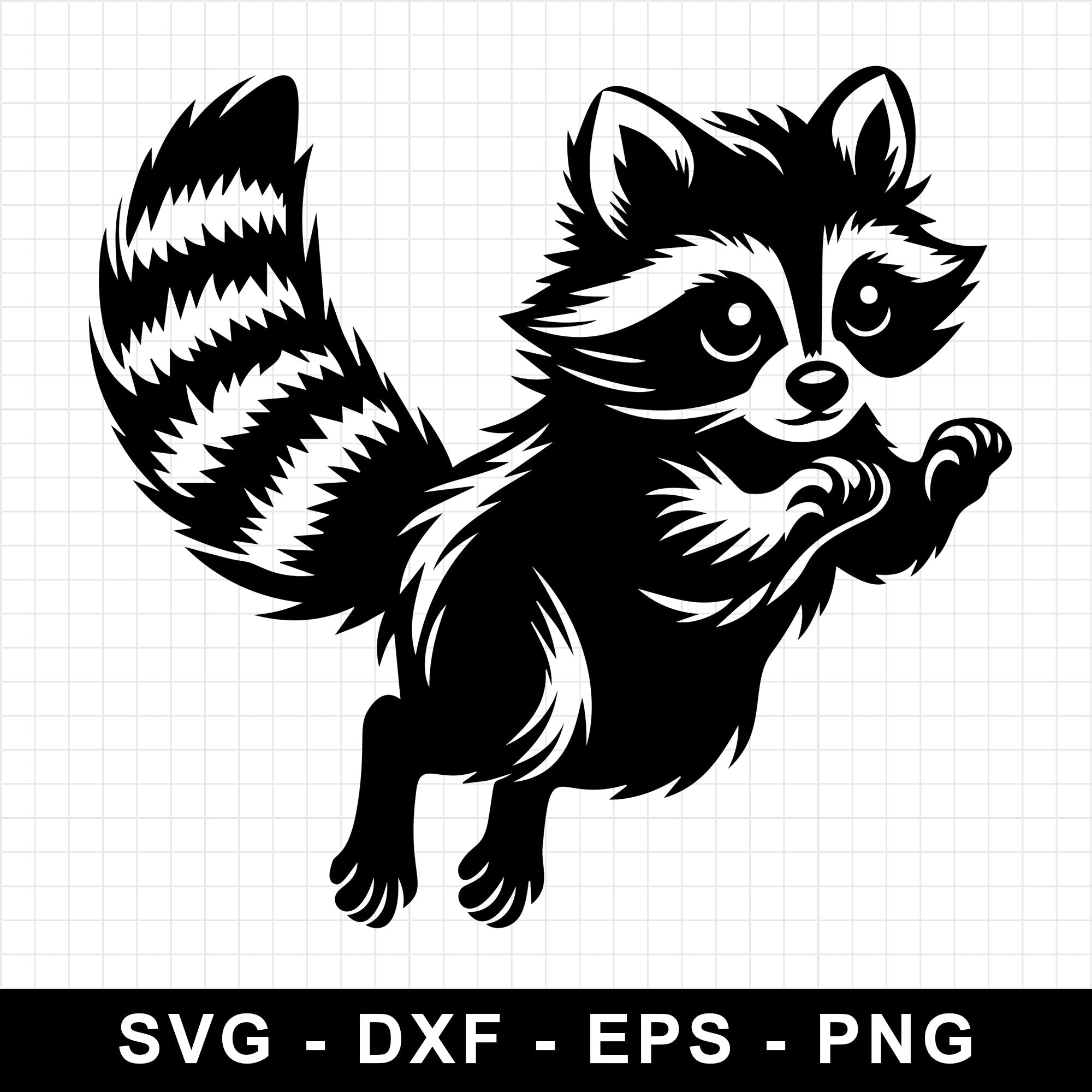 Raccoon Leaping with Bushy Tail SVG