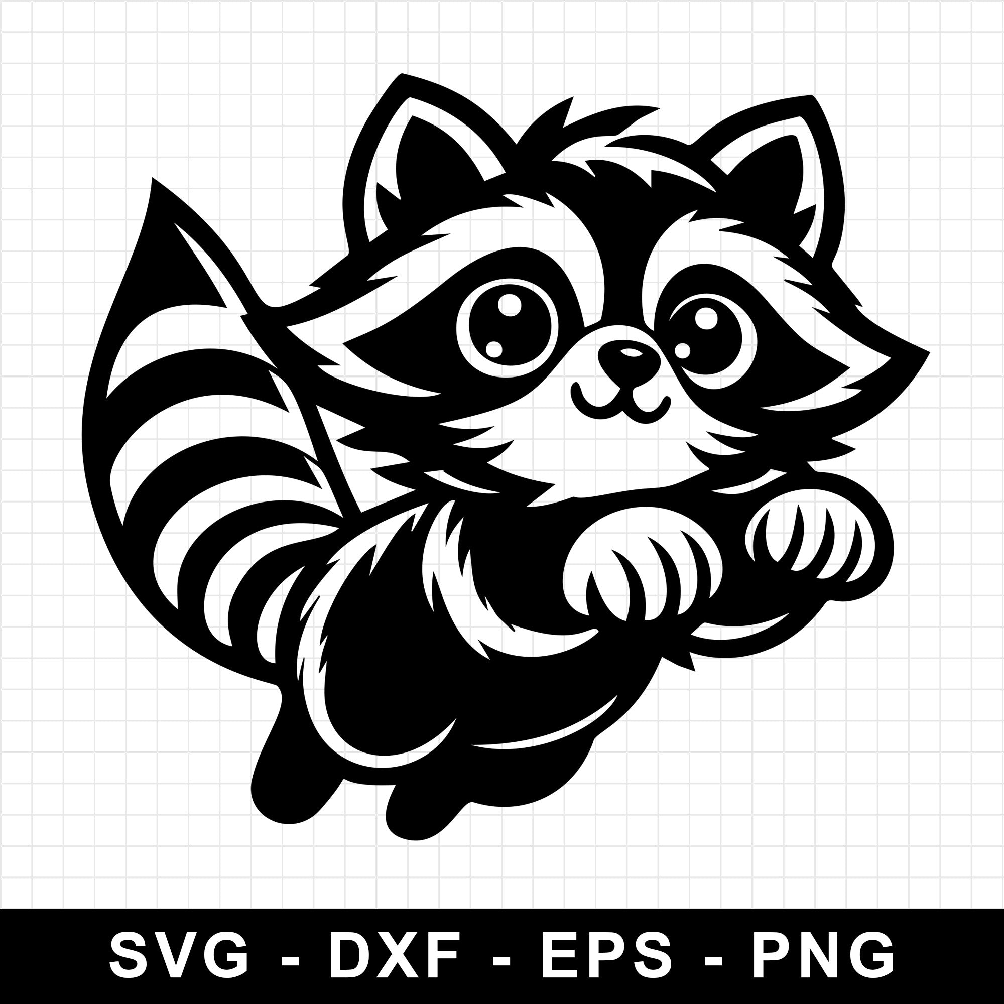 Cute Raccoon in Playful Pounce SVG