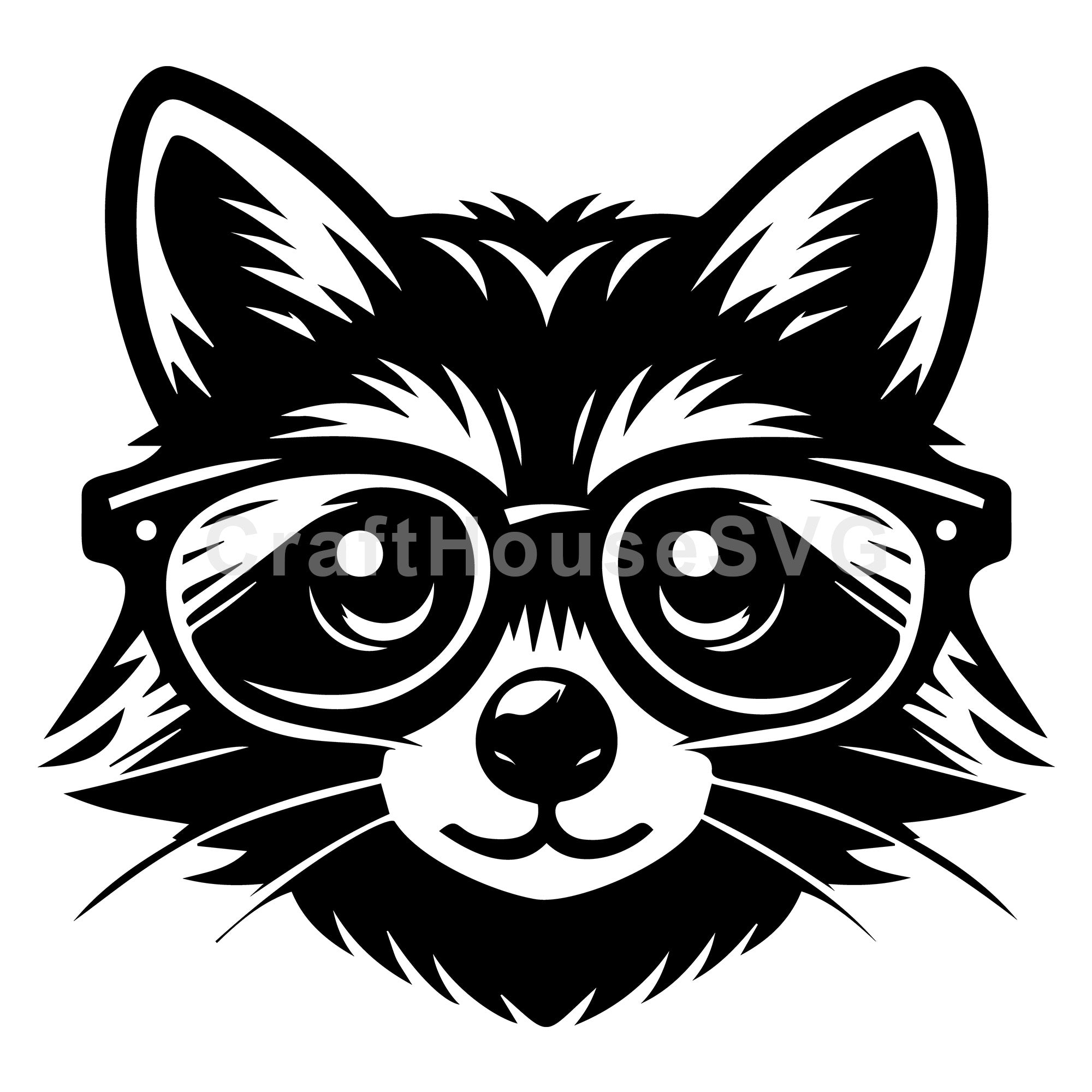 Raccoon Face with Glasses SVG