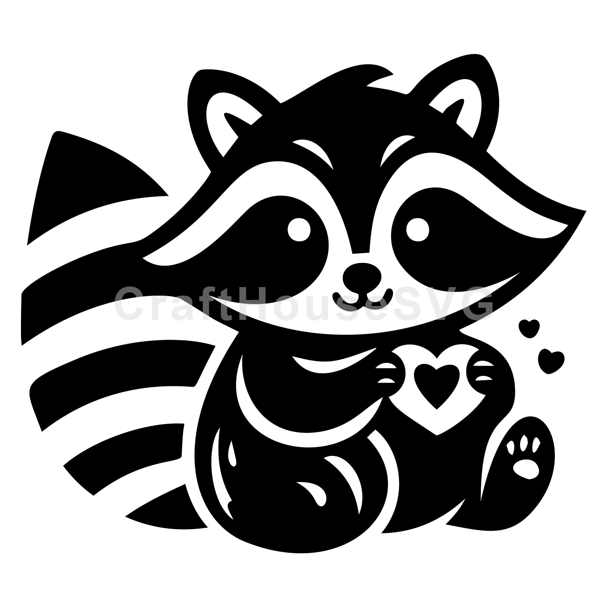 Raccoon Holding Heart SVG