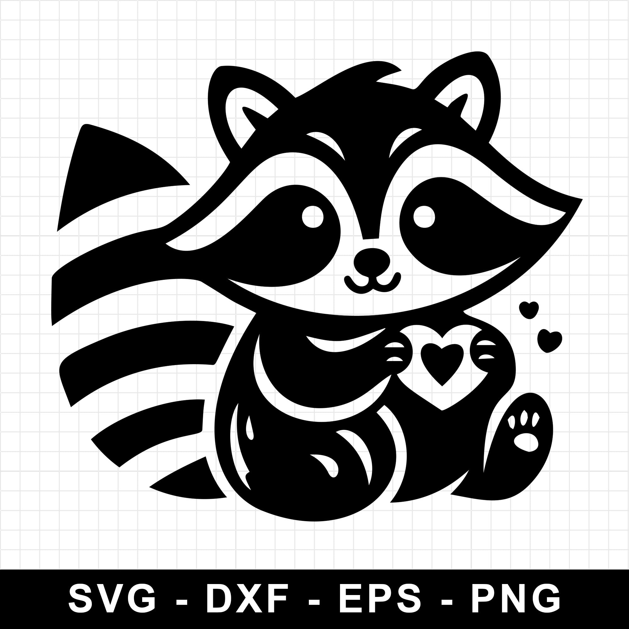 Raccoon Holding Heart SVG