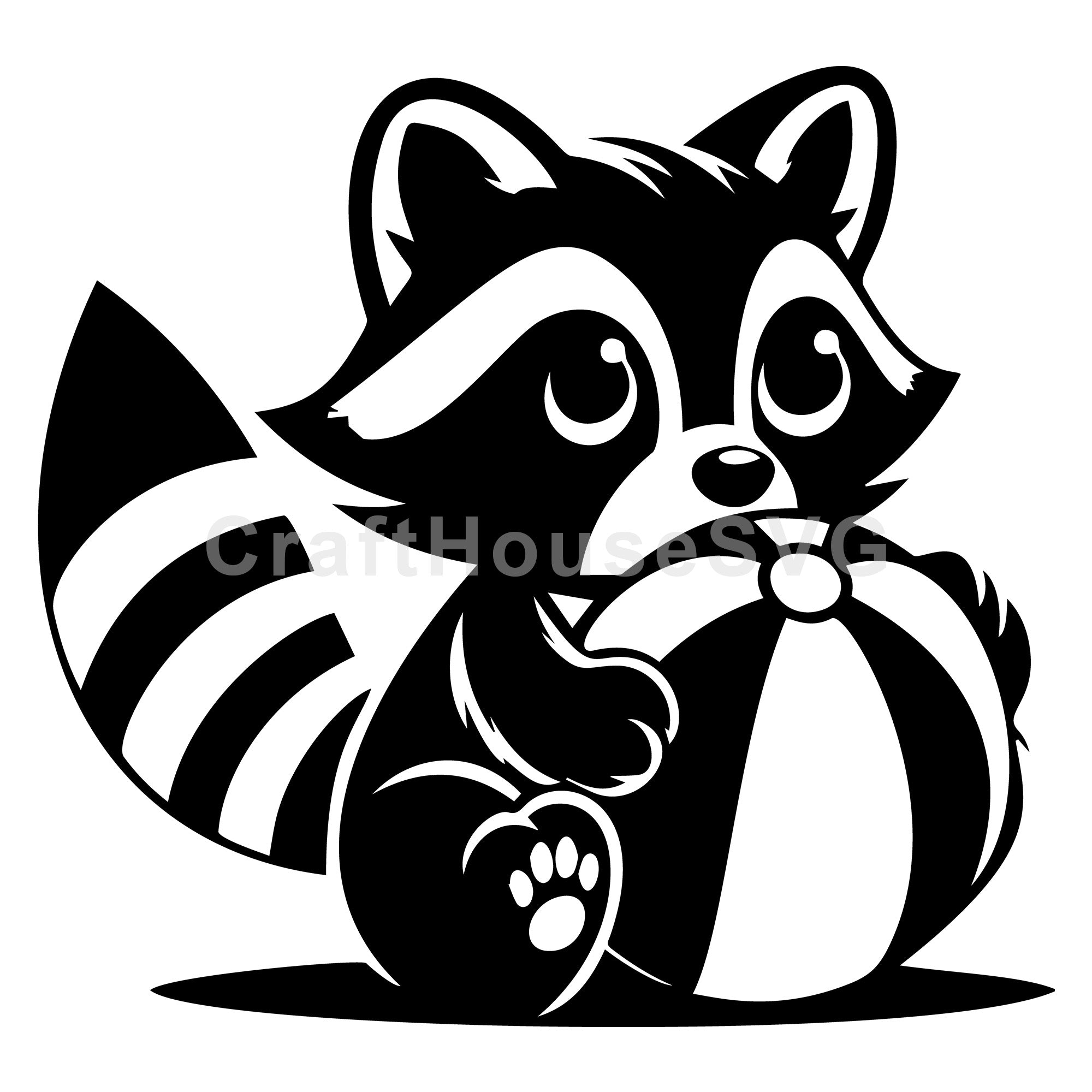 Raccoon with a Beach Ball SVG