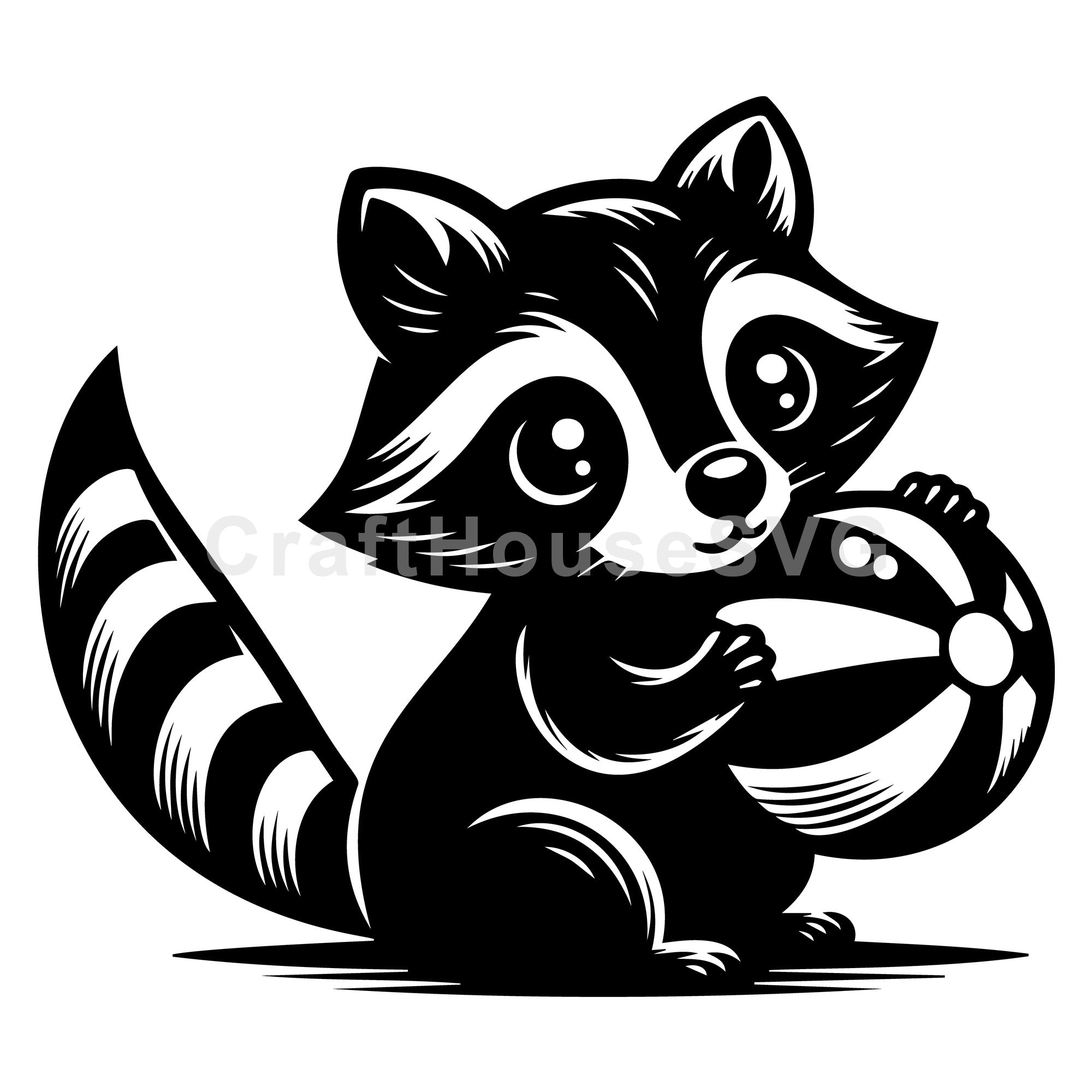 Raccoon Holding a Beach Ball SVG